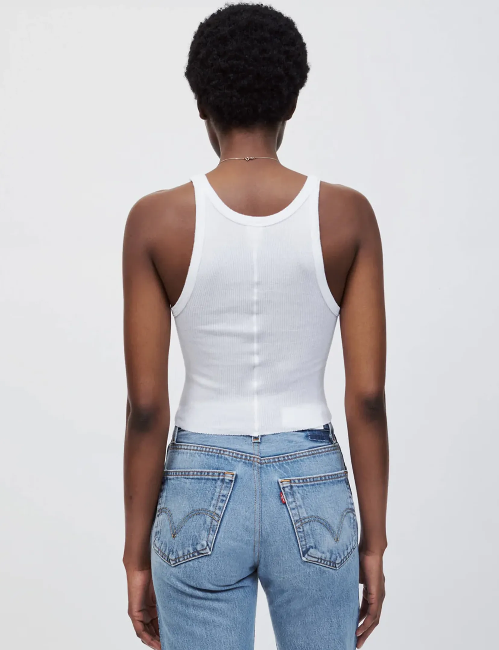 Cropped Ribbed Tank, Optic White