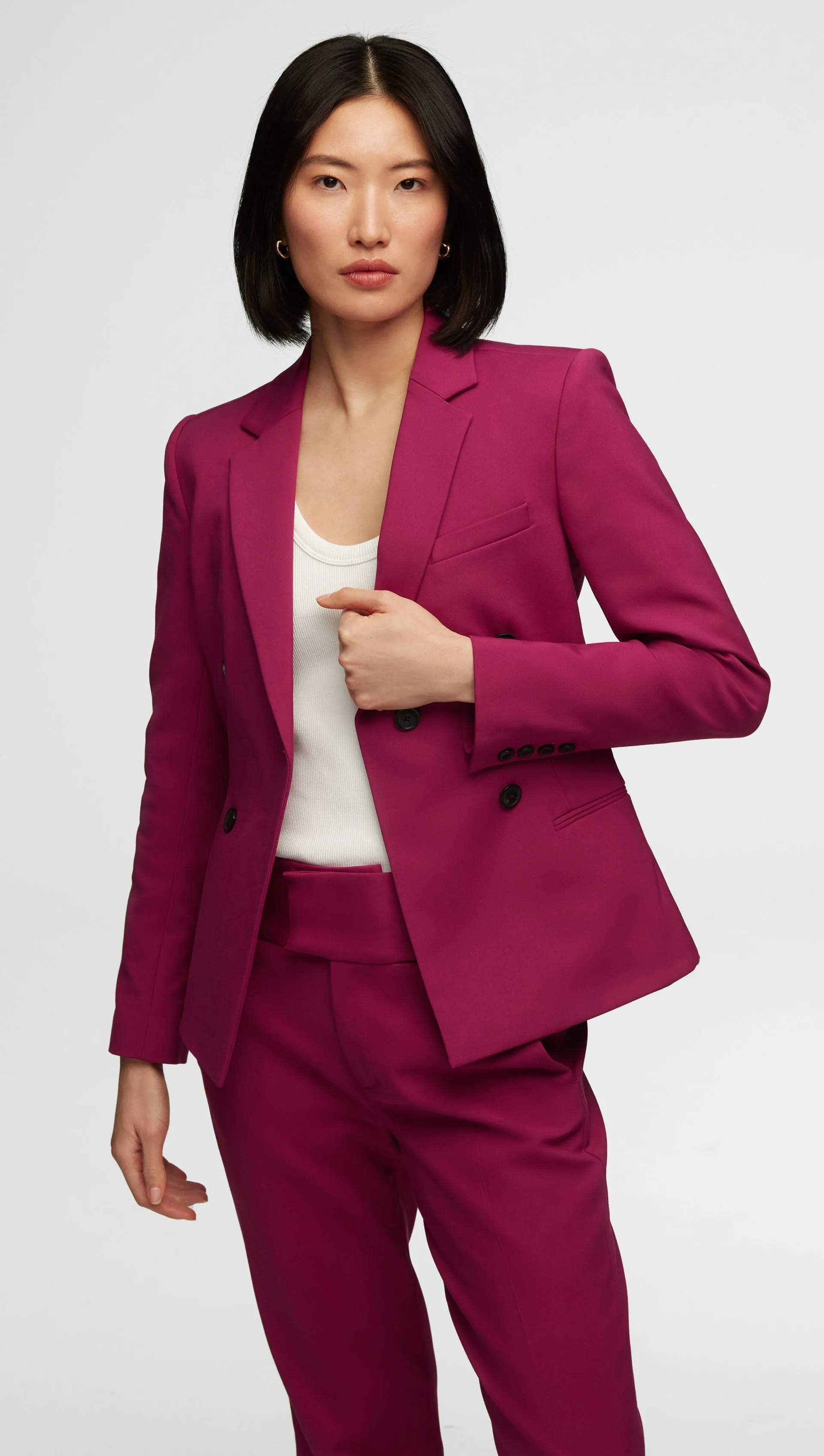 Crossover Blazer in Performance Cotton | Magenta