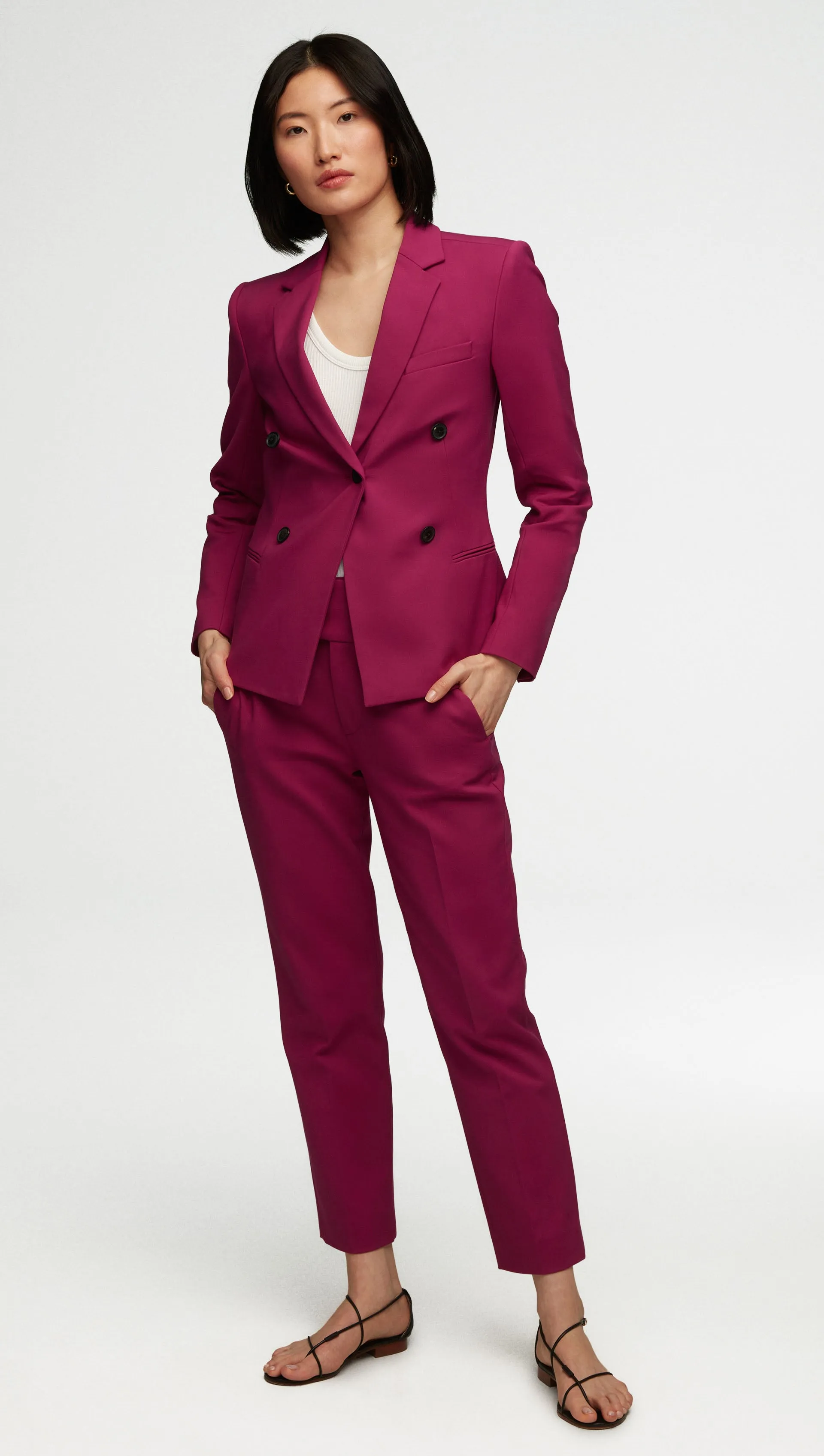 Crossover Blazer in Performance Cotton | Magenta