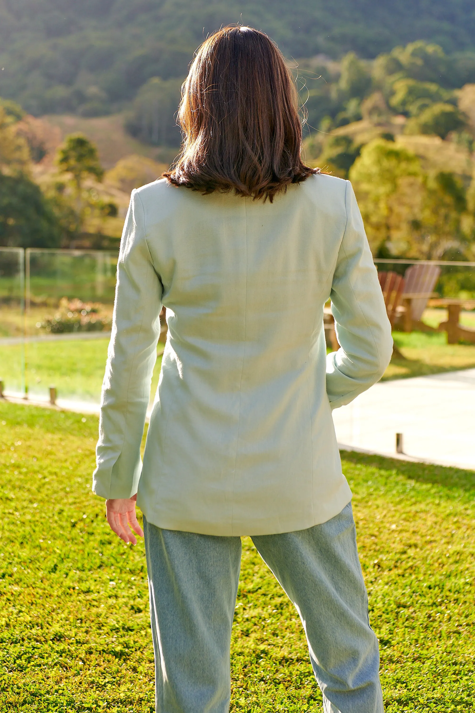 Crystal Baby Blue Linen Blazer