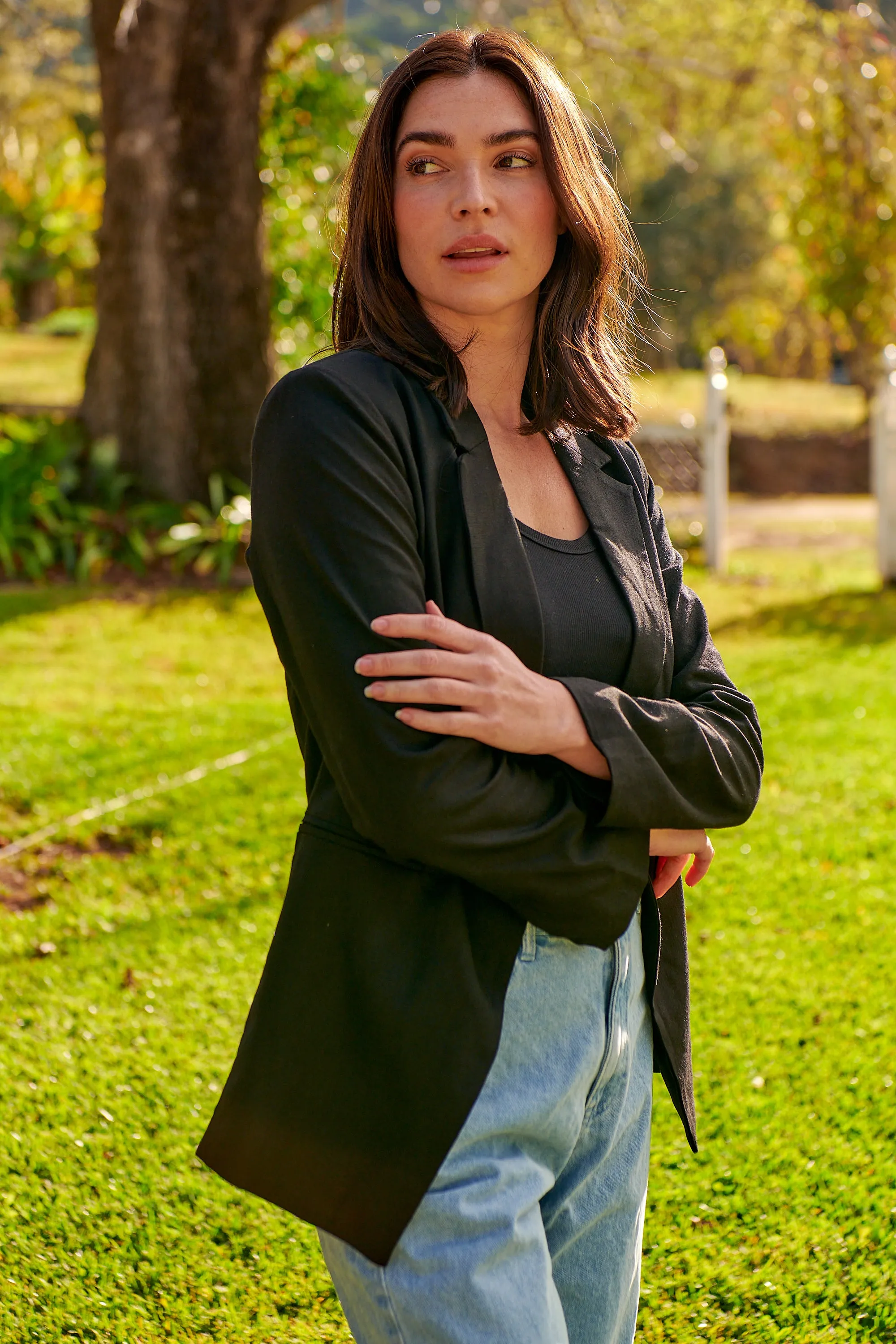 Crystal Black Linen Blazer