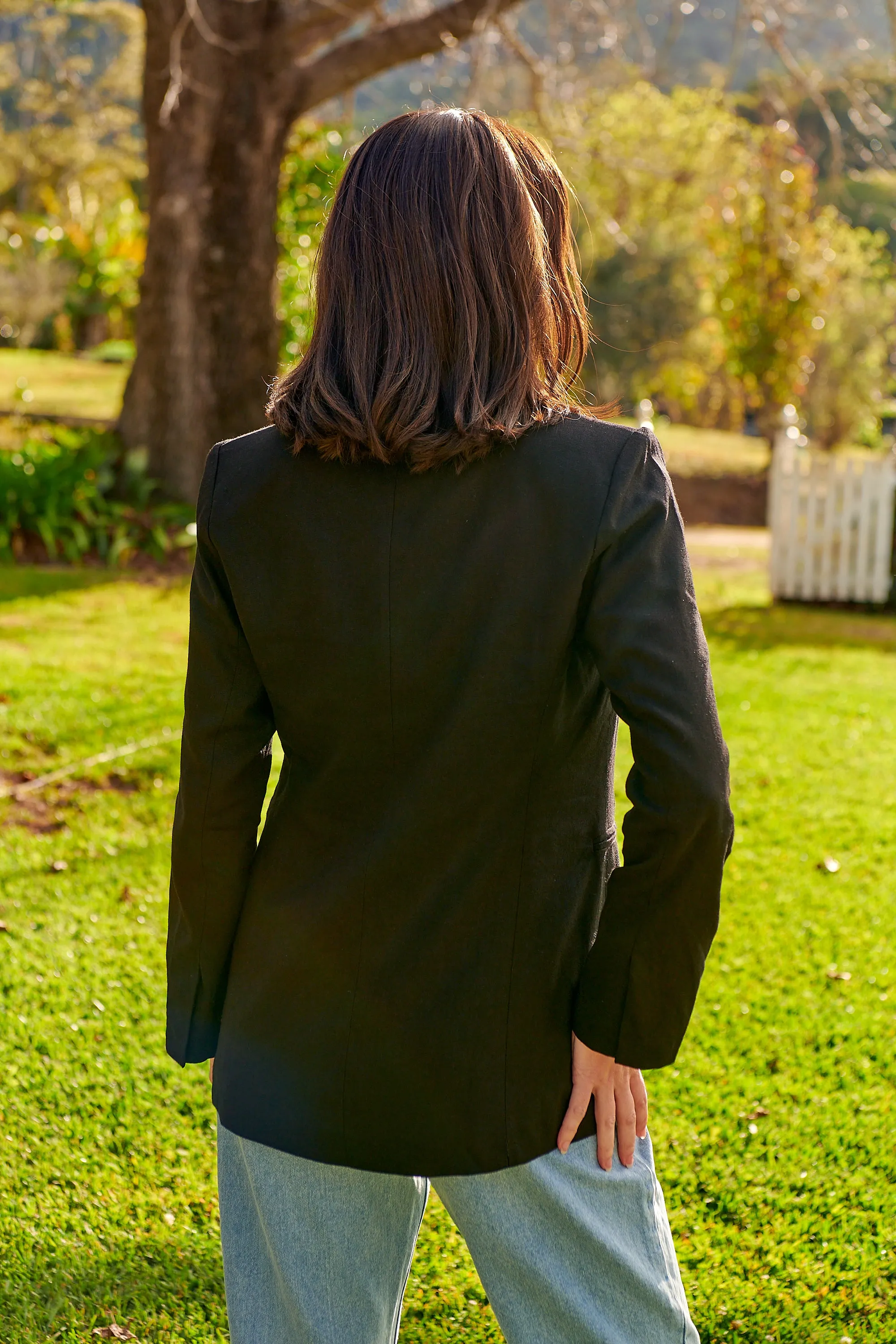 Crystal Black Linen Blazer