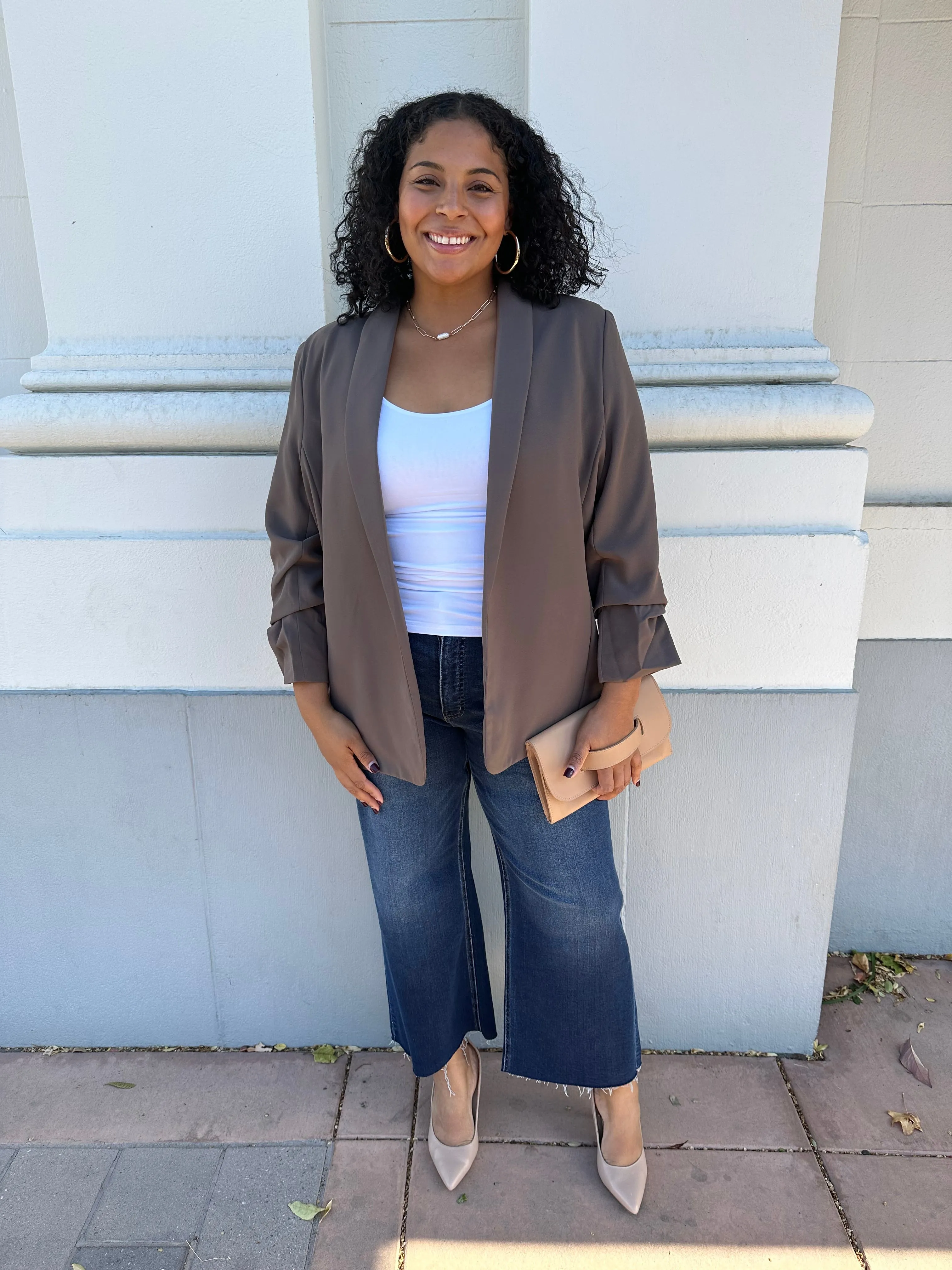 Curvy Classic Blazer in Ash Brown