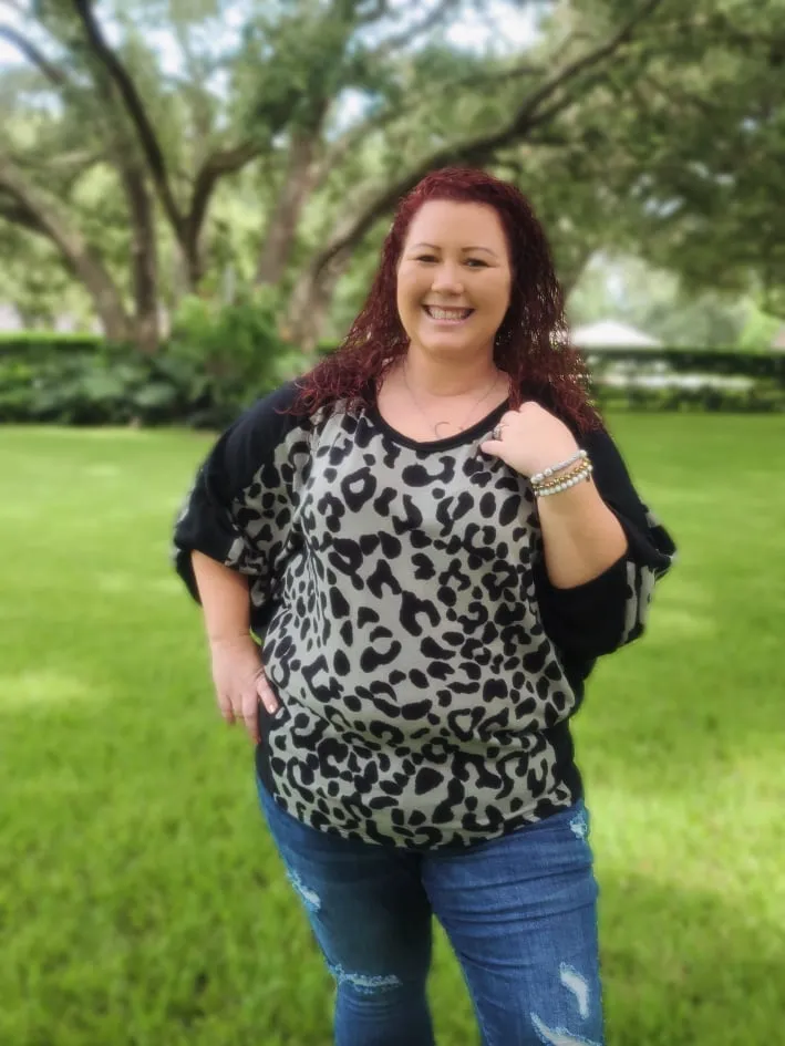 Curvy Cozy Leopard Dolman Top