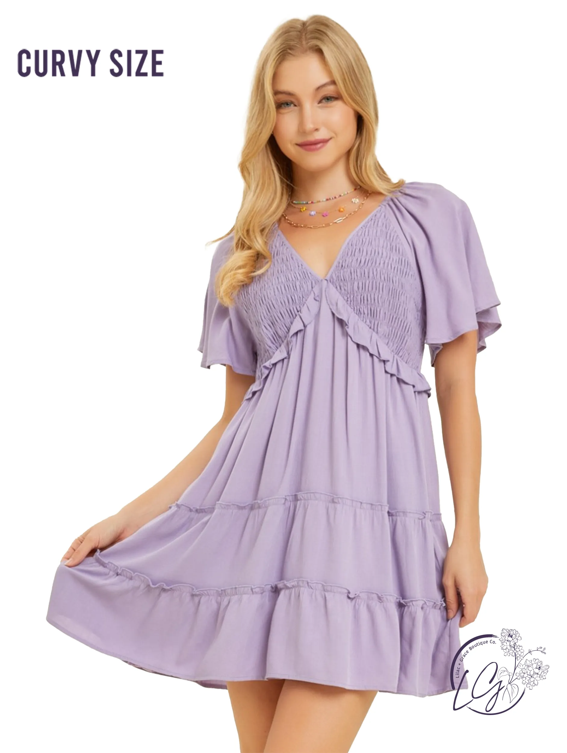 Curvy Lavender Smock Dress