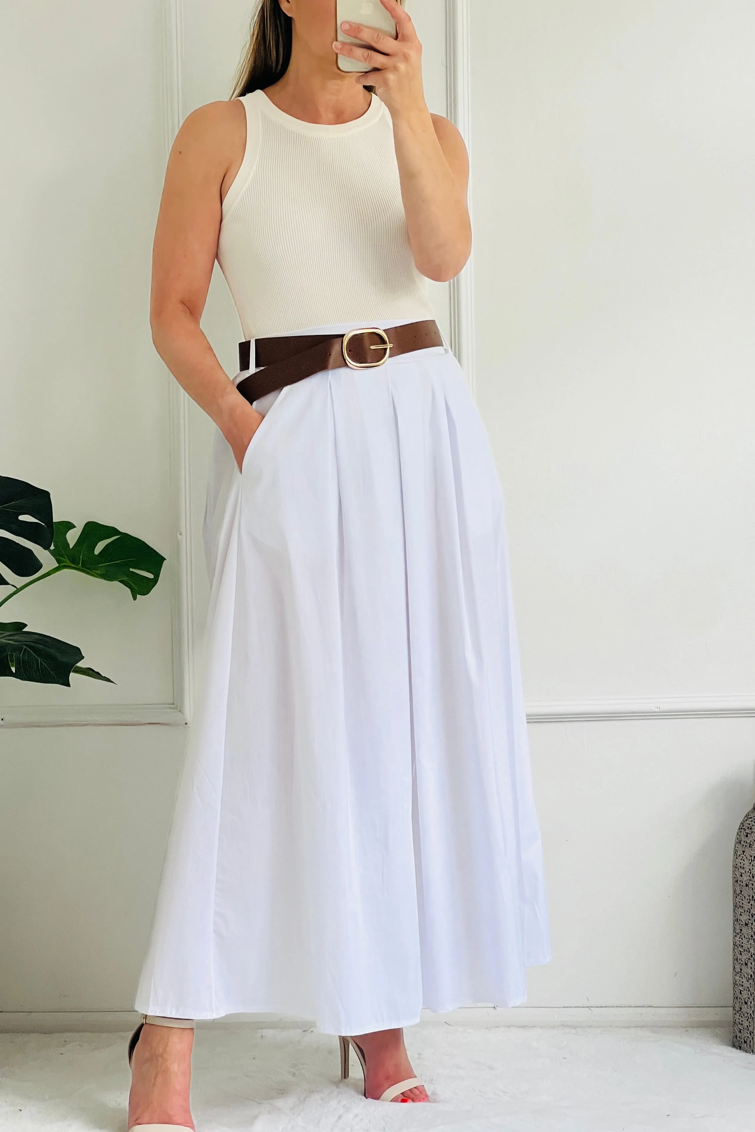 Daisy Cotton Maxi Skirt | White