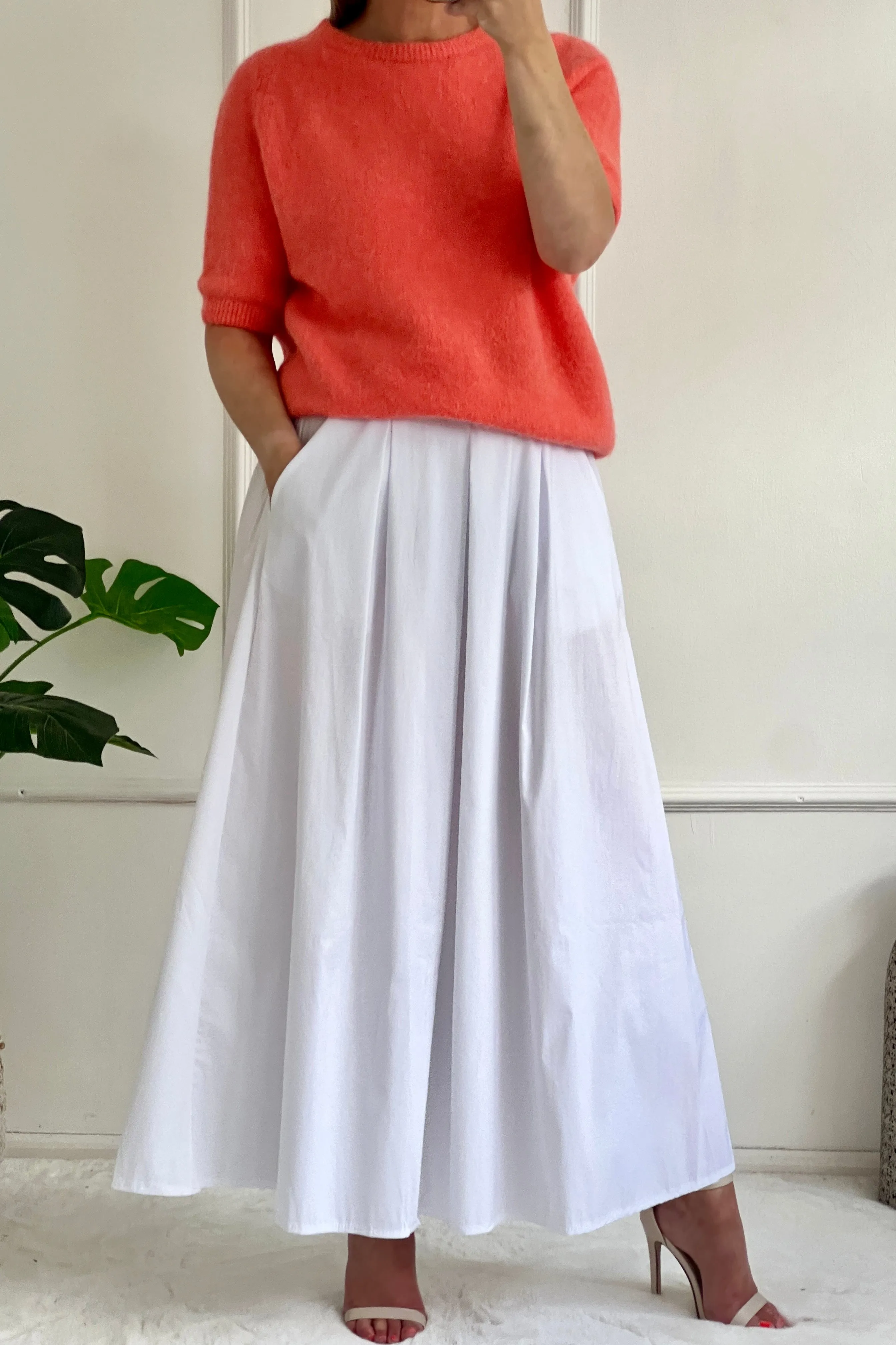 Daisy Cotton Maxi Skirt | White