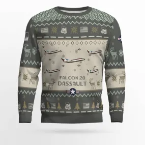 Dassault Falcon 20_Aircraft Ugly Sweater, Ugly Sweater Christmas Shirt for Men Dad Veteran