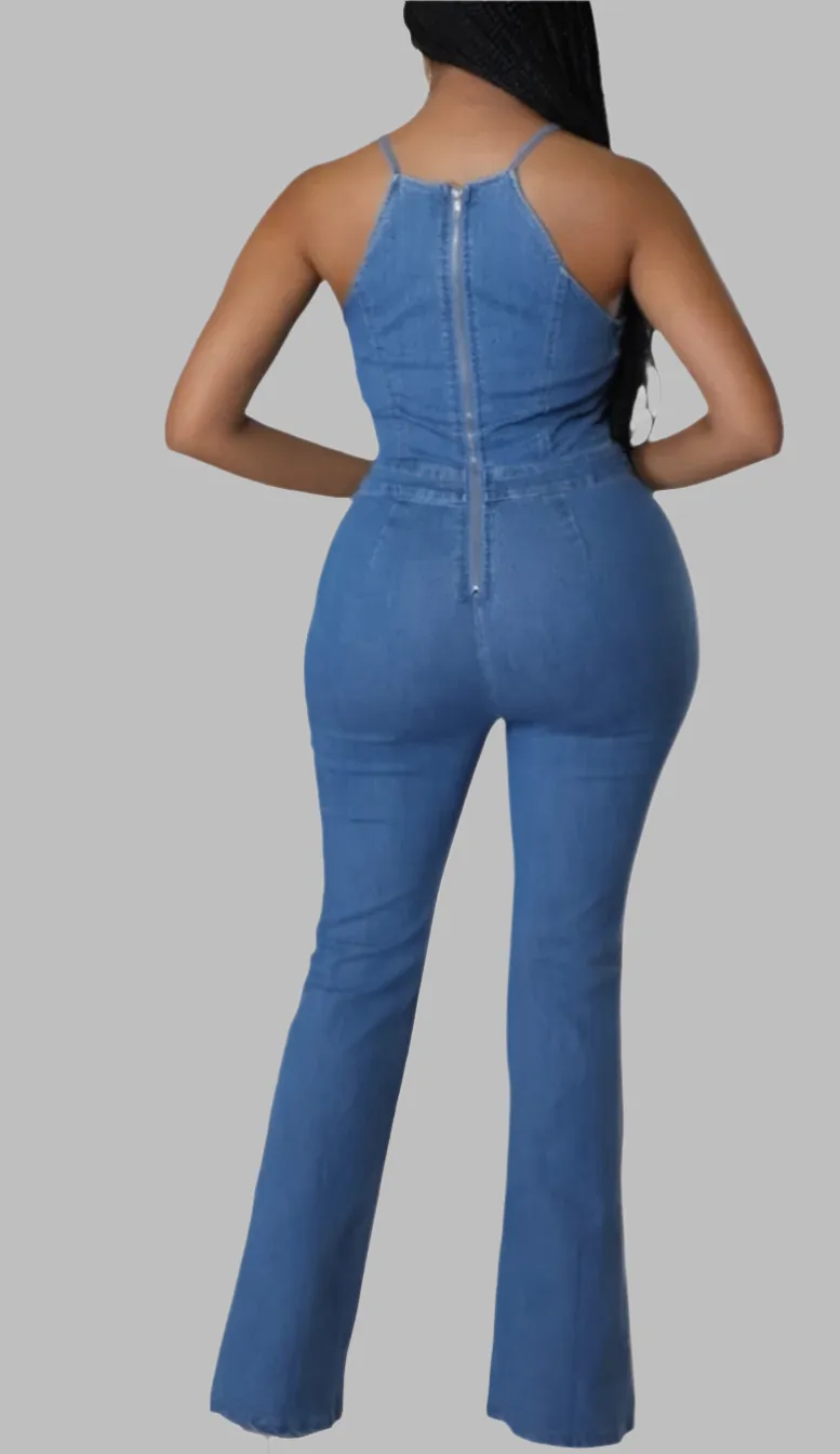 Denim Flare Jumpsuit