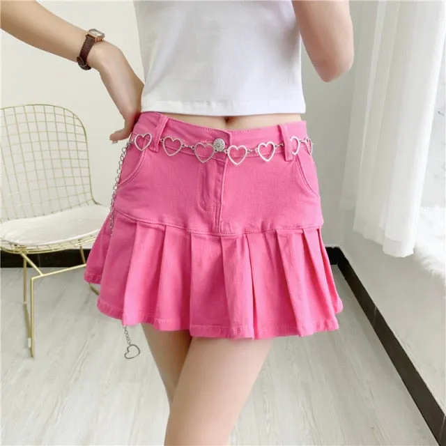 Denim Skirt With Ruffles 6XL 7XL Harajuku Y2K Jeans Skater Woman High Waist Bottom Female Casual Pleated Micro Mini Short Jurken