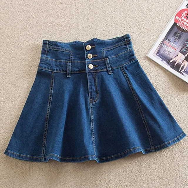 Denim Skirt With Ruffles 6XL 7XL Harajuku Y2K Jeans Skater Woman High Waist Bottom Female Casual Pleated Micro Mini Short Jurken