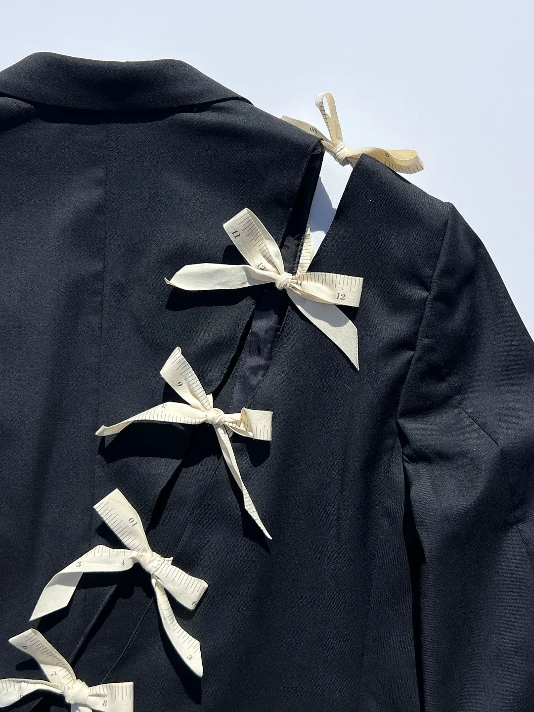 Diagonal Cut-Out Blazer - Black/ Measuring Tape