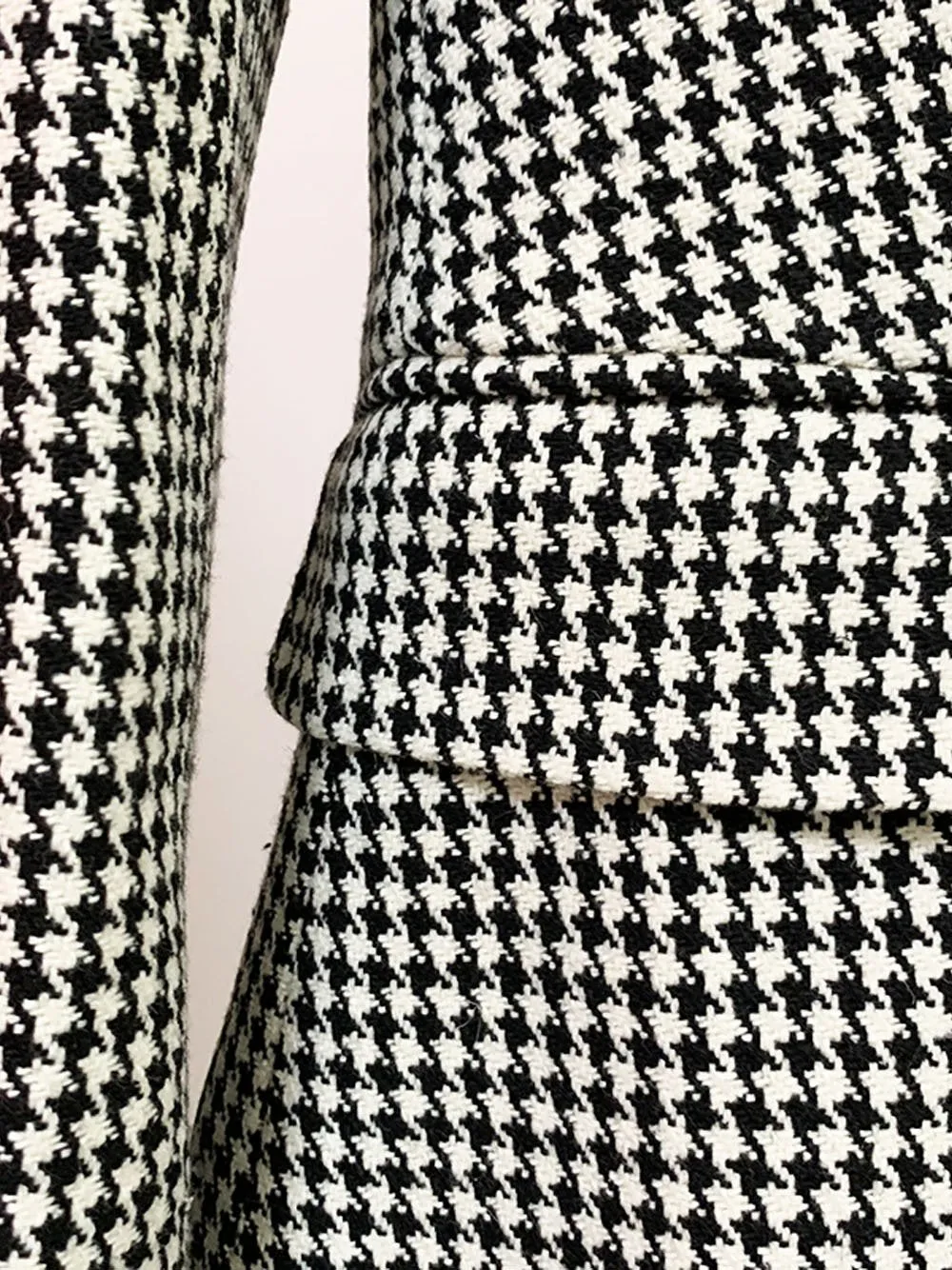 Double Breasted Tweed Houndstooth Blazer