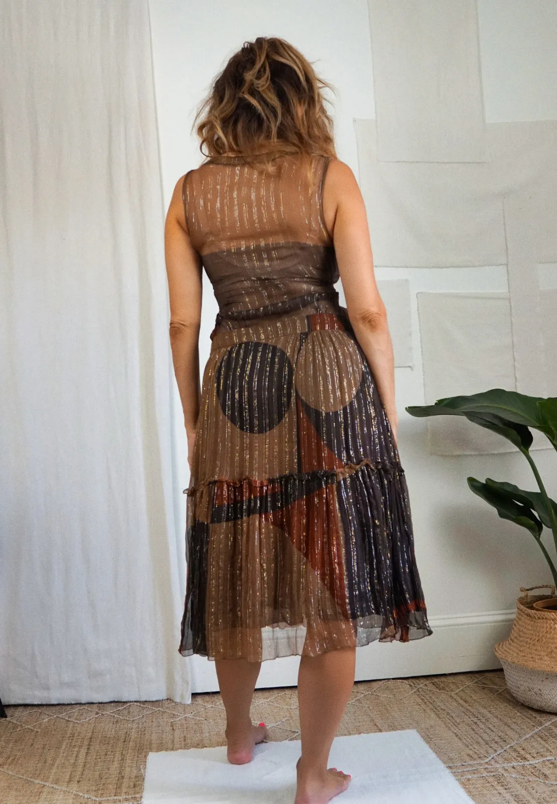 Earthy Silk Embroidered Dress