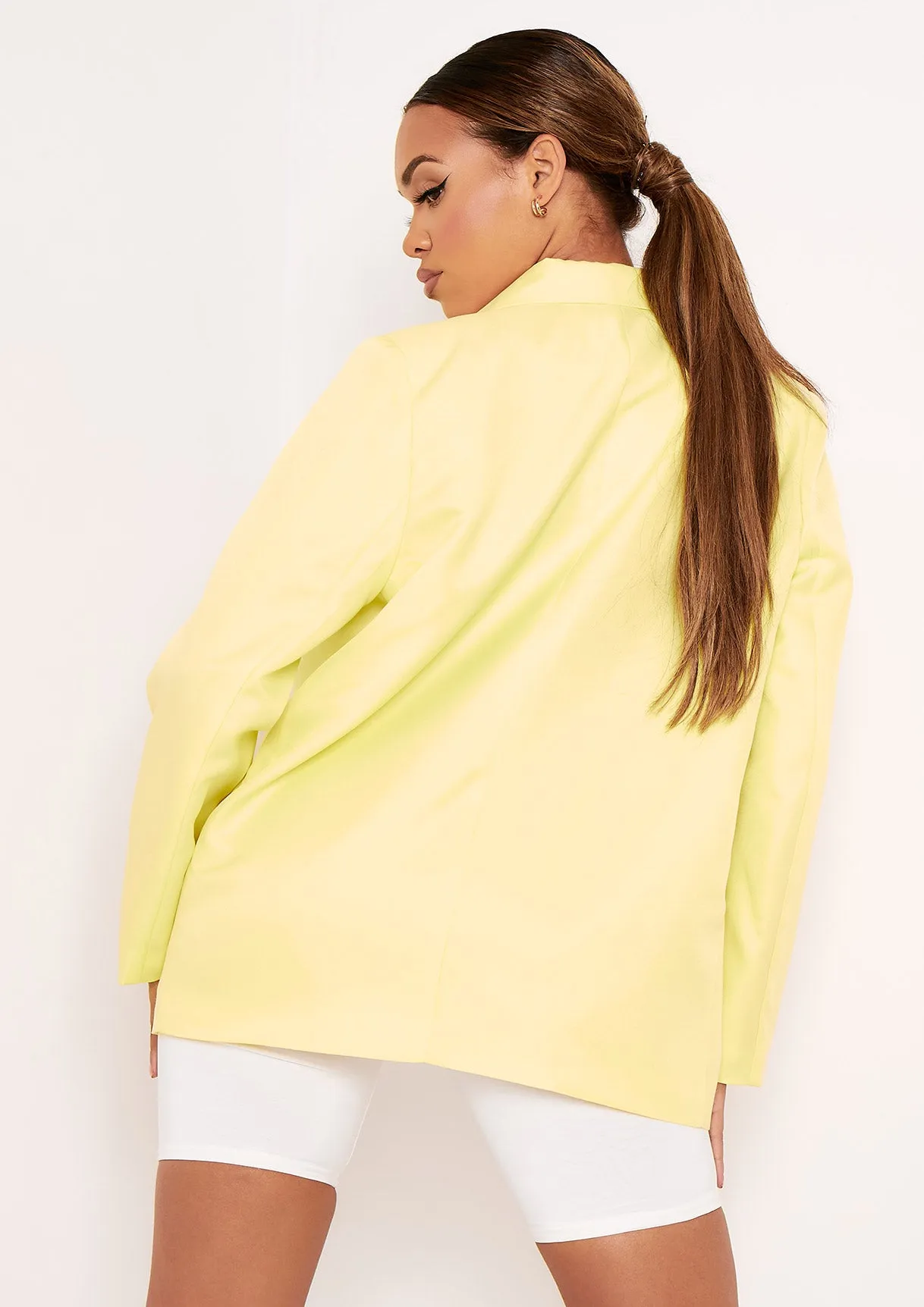 Elise Lemon Yellow Tailored Oversized Blazer