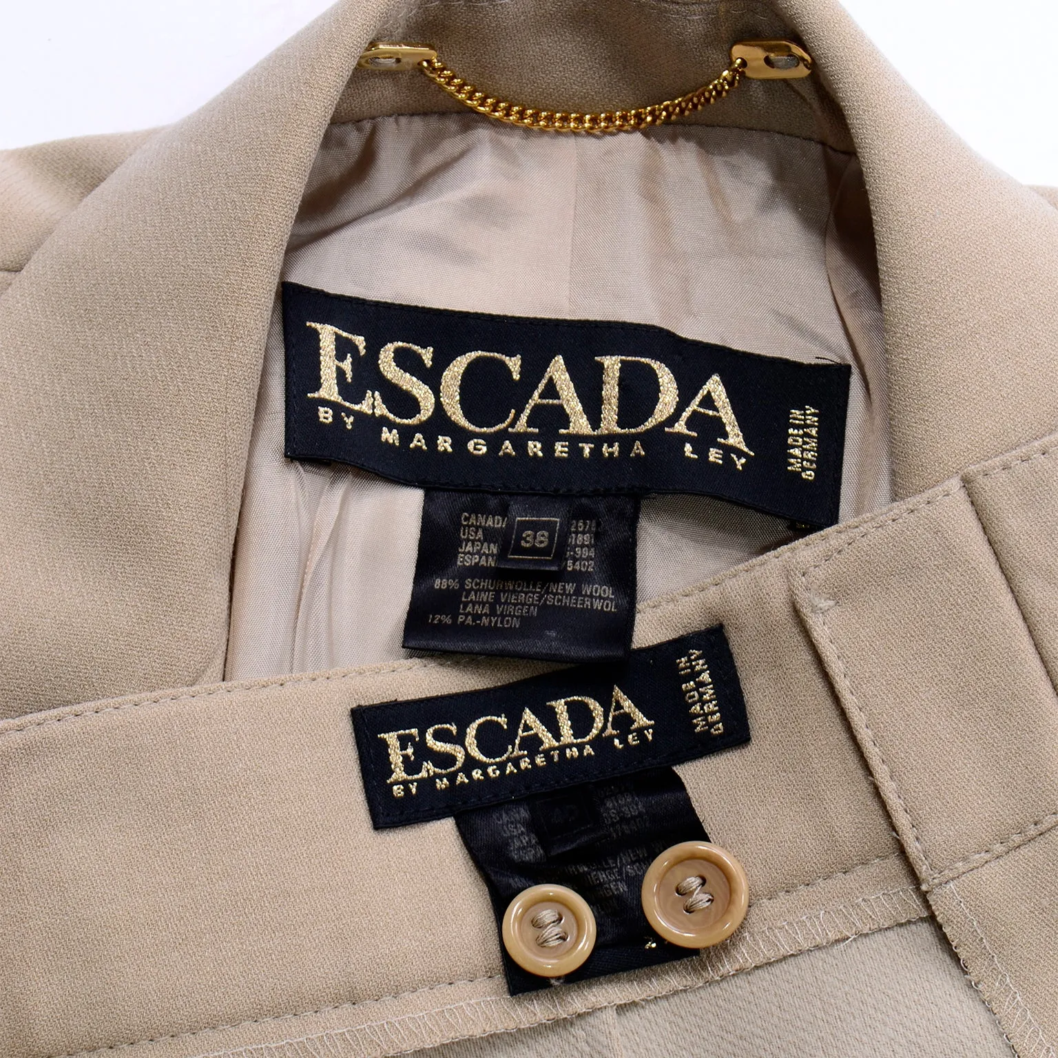 Escada Margaretha Ley Vintage Wool Blend Pants & Jacket Suit