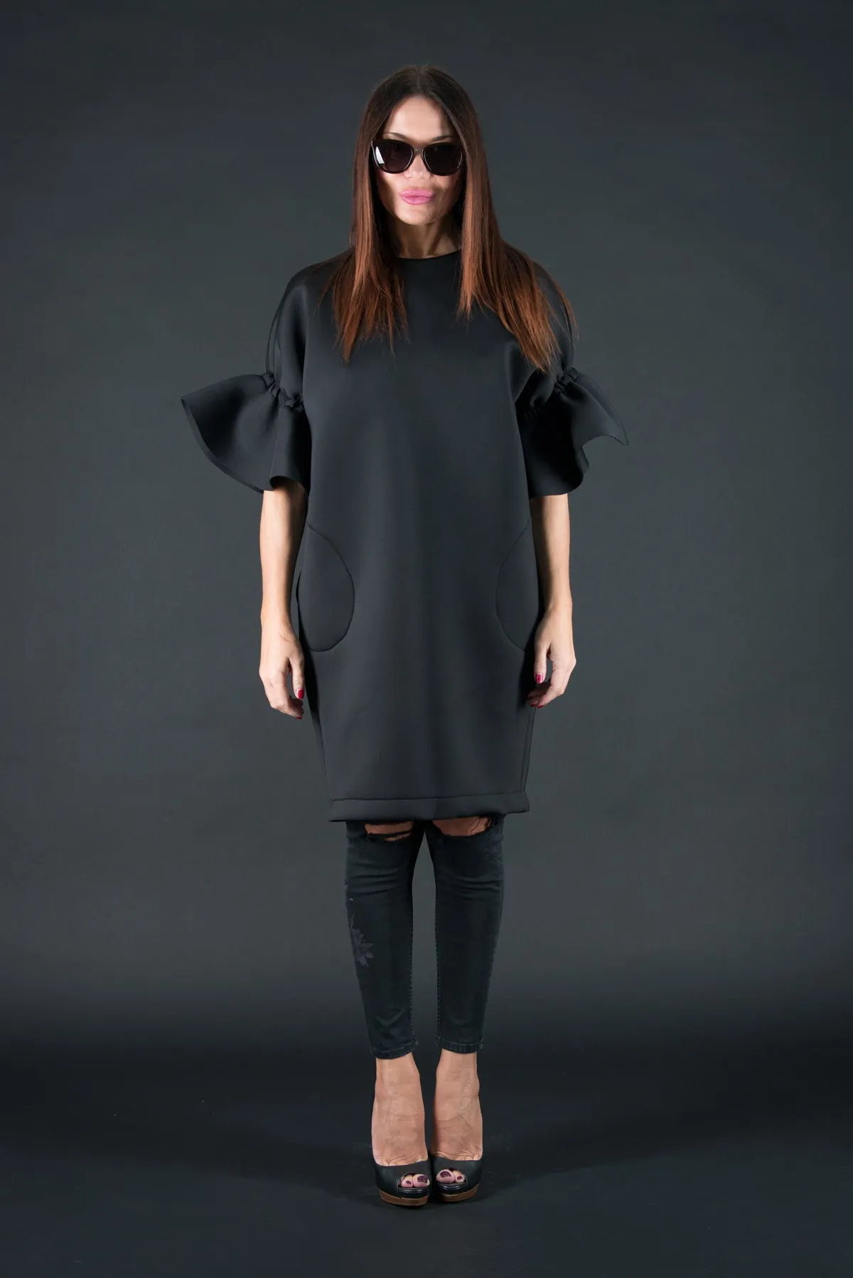 ESTER White Winter Neoprene Dress SALE