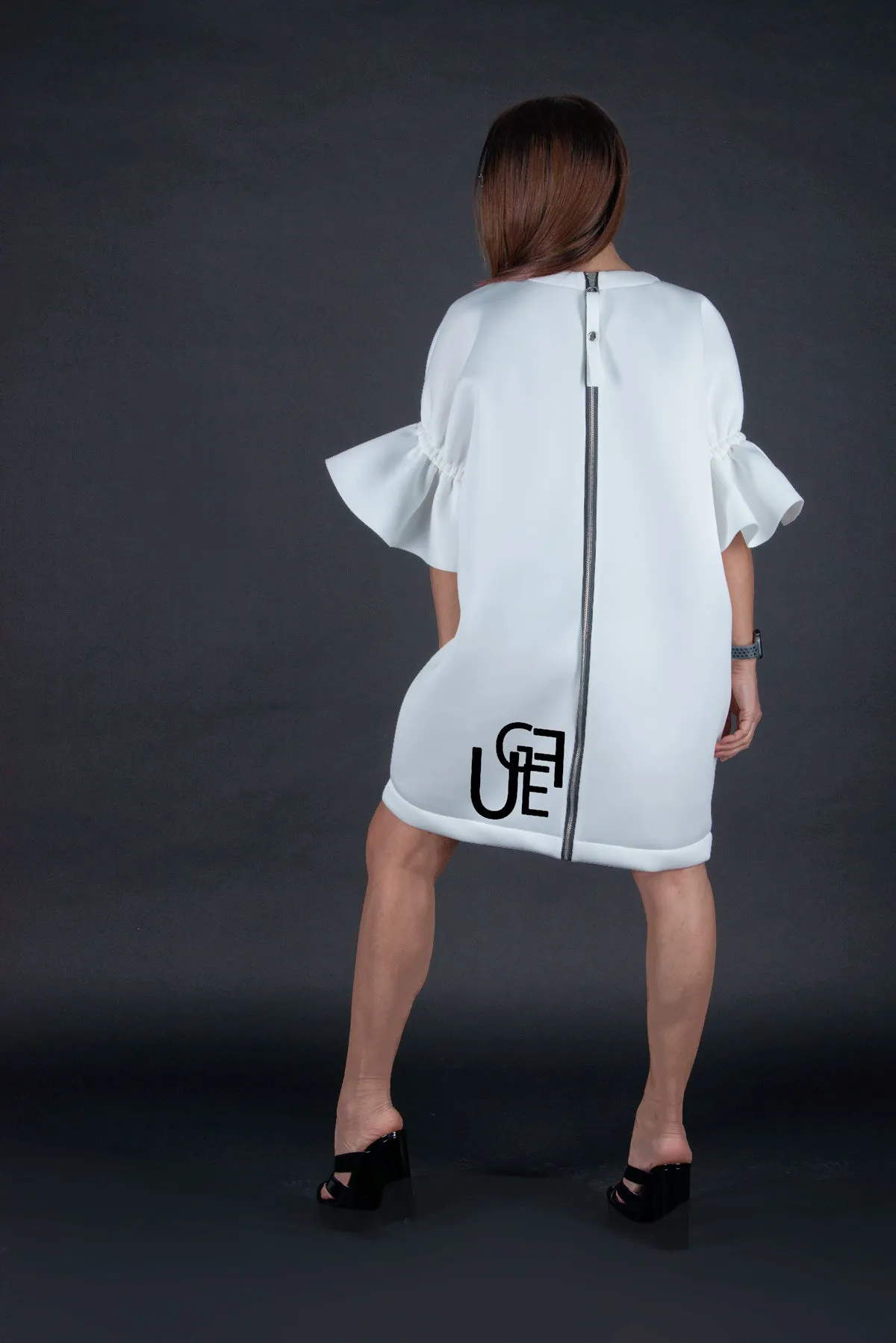 ESTER White Winter Neoprene Dress SALE