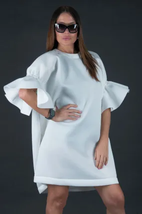 ESTER White Winter Neoprene Dress SALE