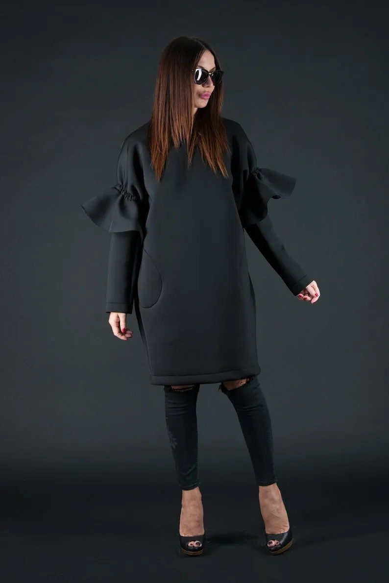 ESTER White Winter Neoprene Dress SALE