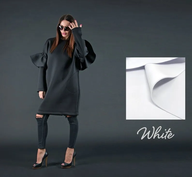 ESTER White Winter Neoprene Dress SALE