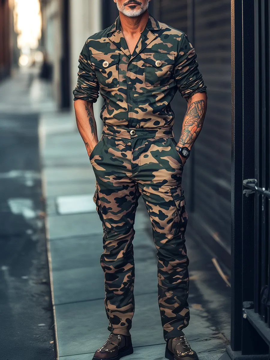 Fashion Camouflage Long Sleeve Jumpsuit