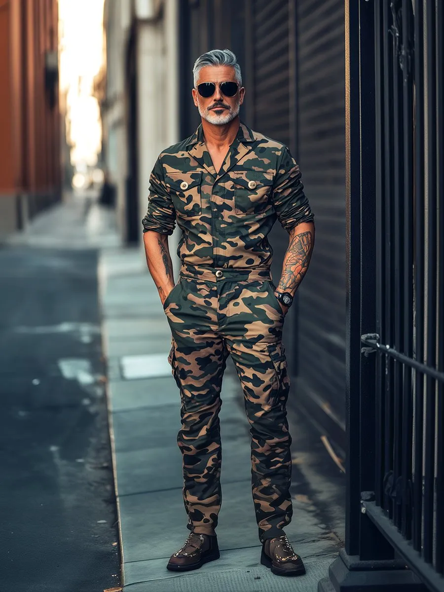 Fashion Camouflage Long Sleeve Jumpsuit