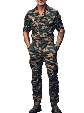 Fashion Camouflage Long Sleeve Jumpsuit