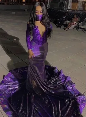 Fashion new prom dress purple mermaid party dress evening dress    fg2046