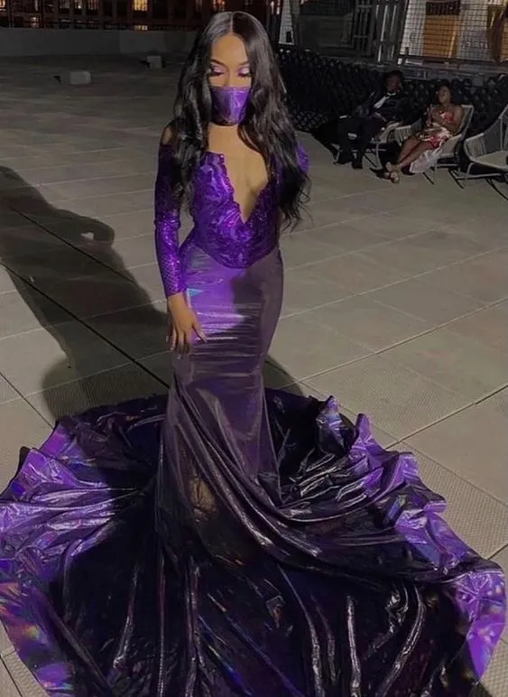 Fashion new prom dress purple mermaid party dress evening dress    fg2046