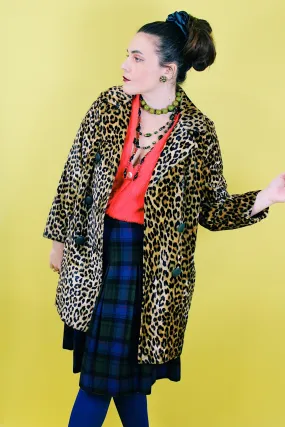 Faux Fur Leopard Print Coat