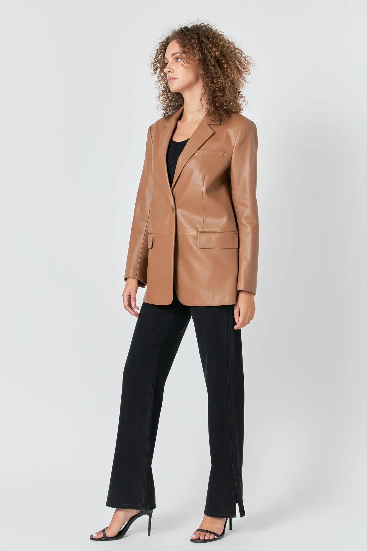 Faux Leather Blazer