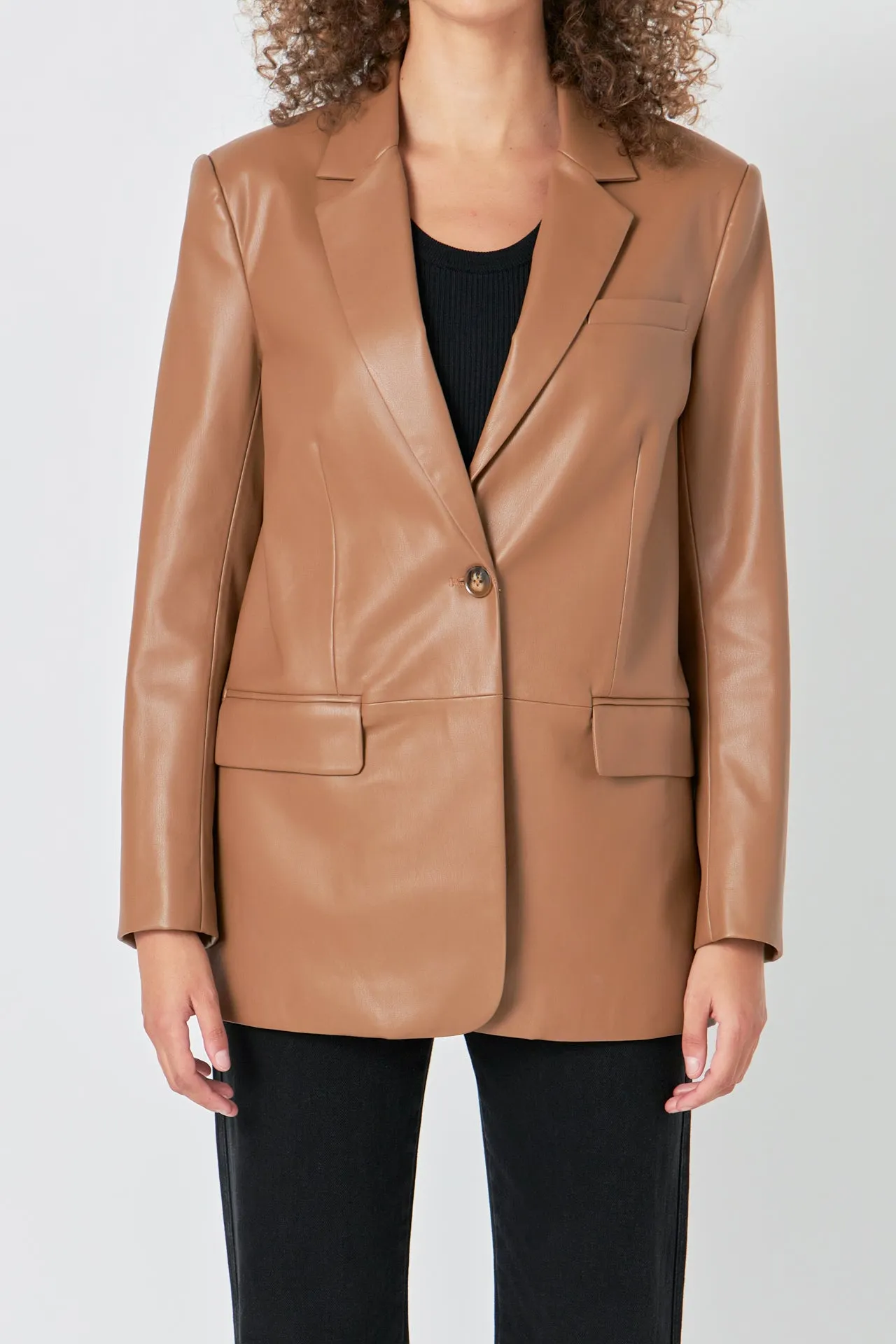 Faux Leather Blazer