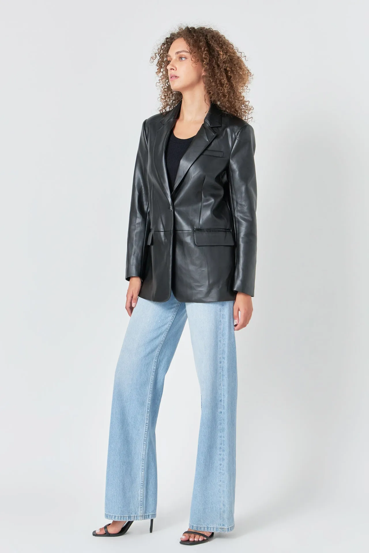 Faux Leather Blazer