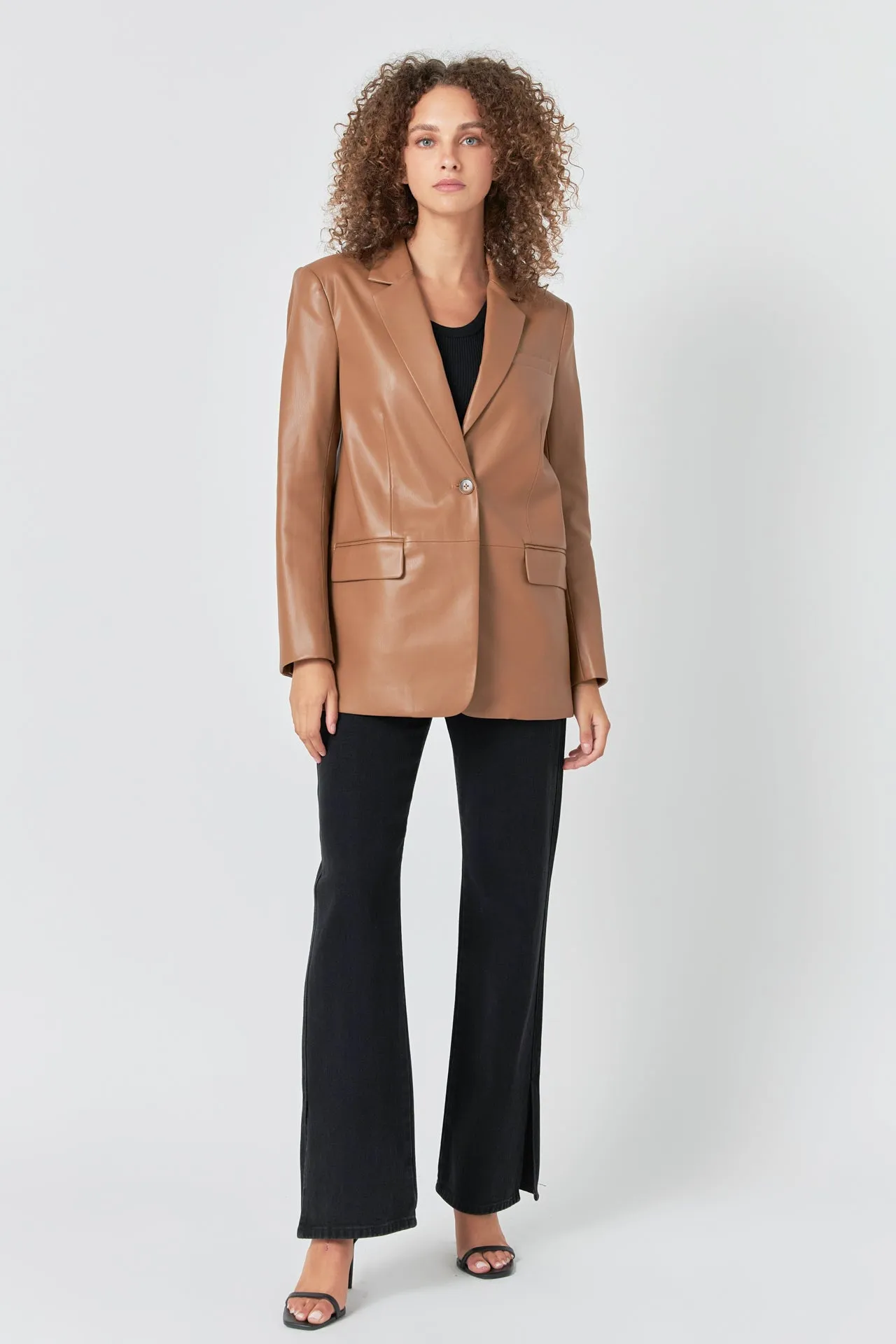 Faux Leather Blazer