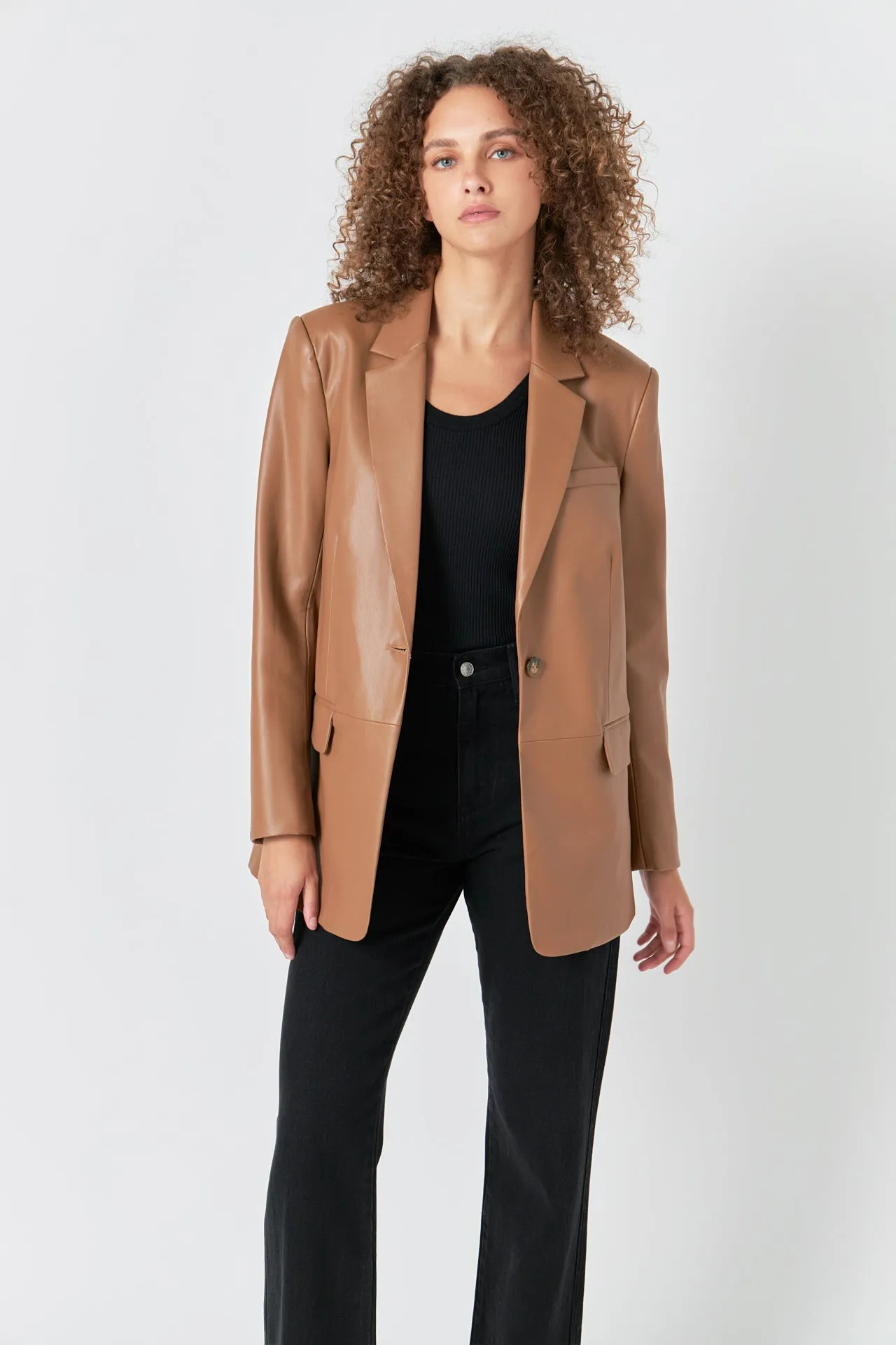 Faux Leather Blazer