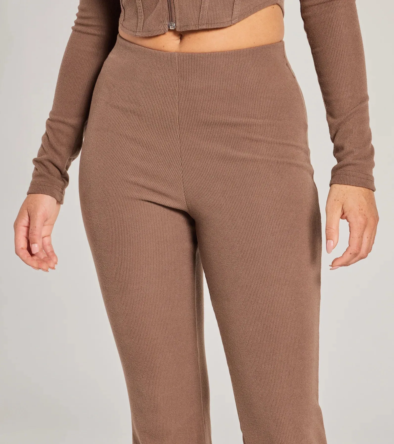 Feelin' Comfy Ribbed Knit Flare Pants