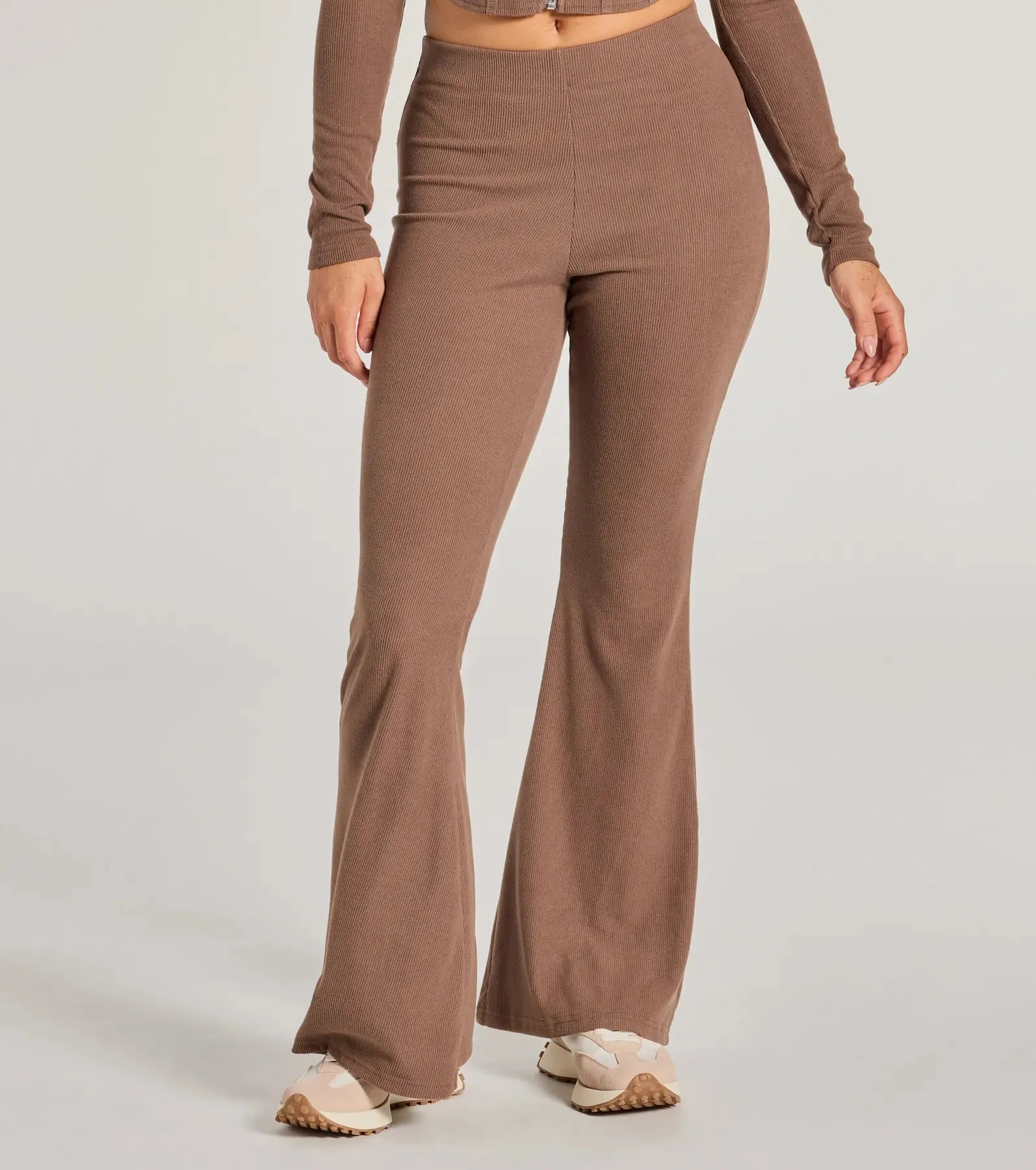 Feelin' Comfy Ribbed Knit Flare Pants