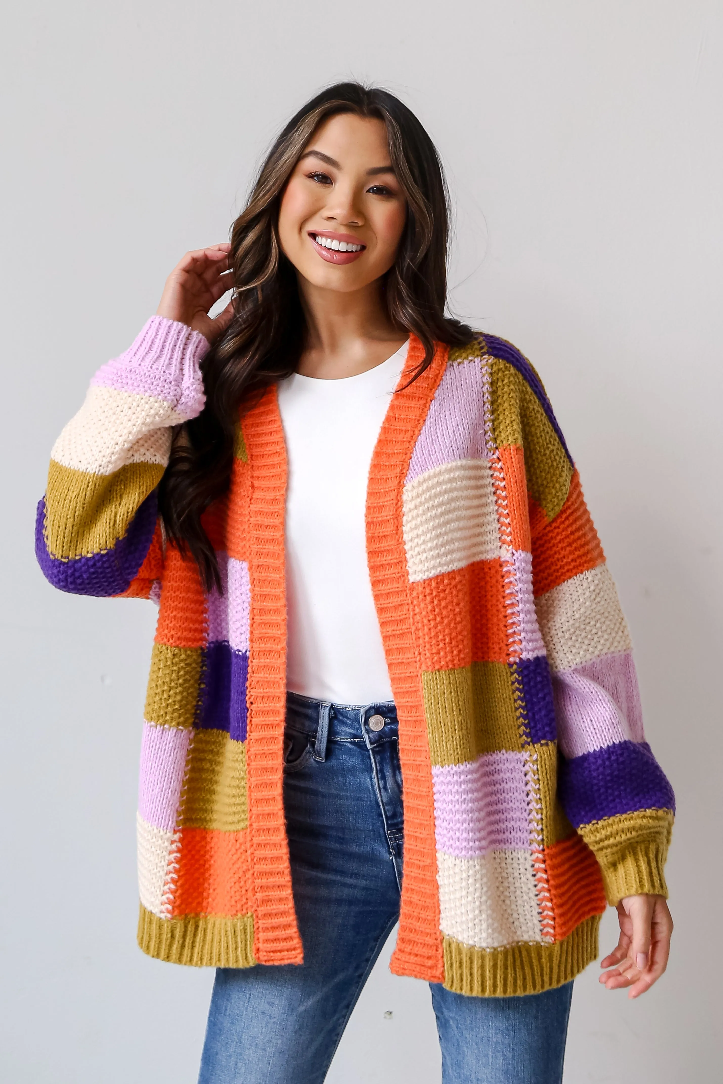 FINAL SALE - Chilly Moment Checkered Sweater Cardigan