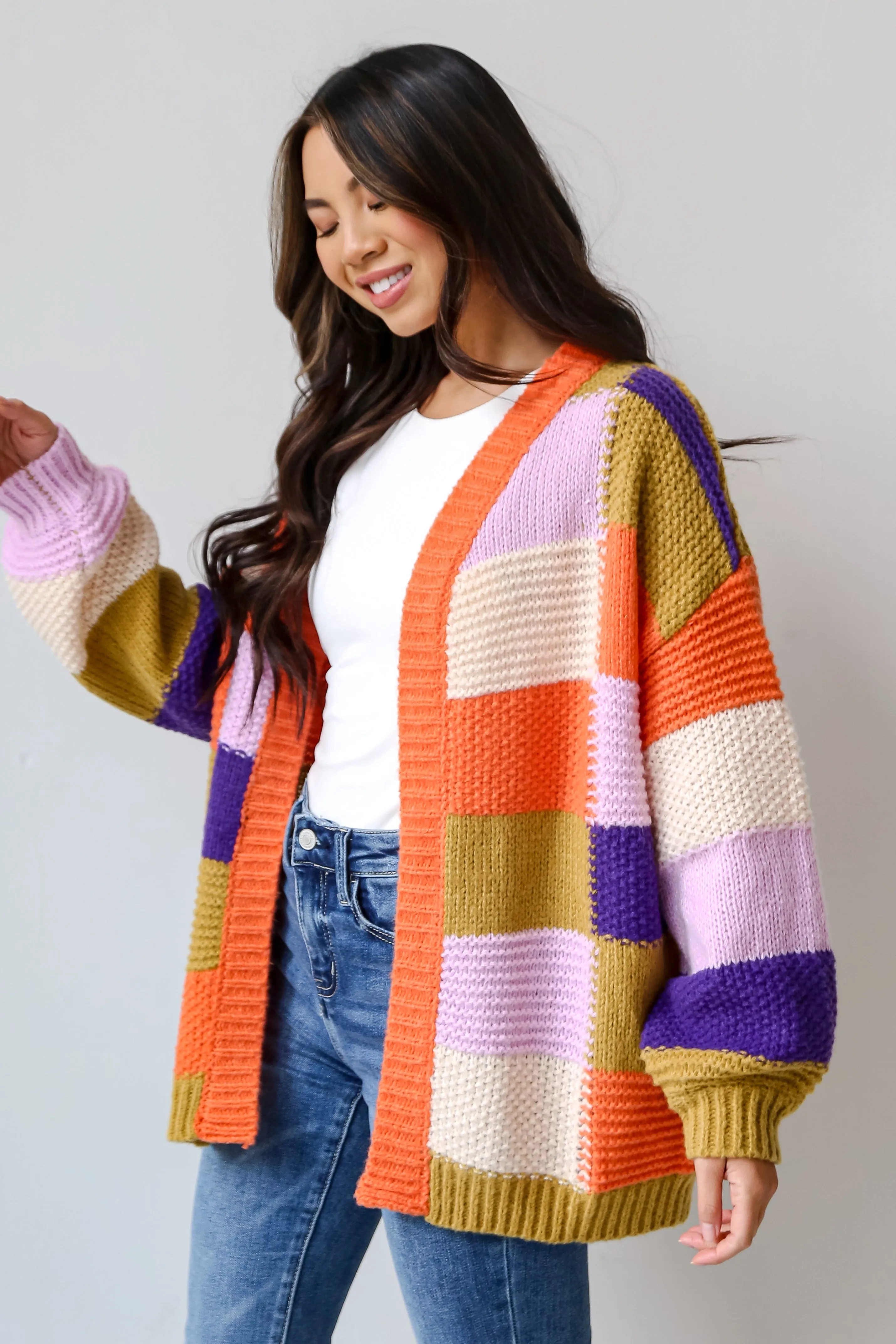 FINAL SALE - Chilly Moment Checkered Sweater Cardigan