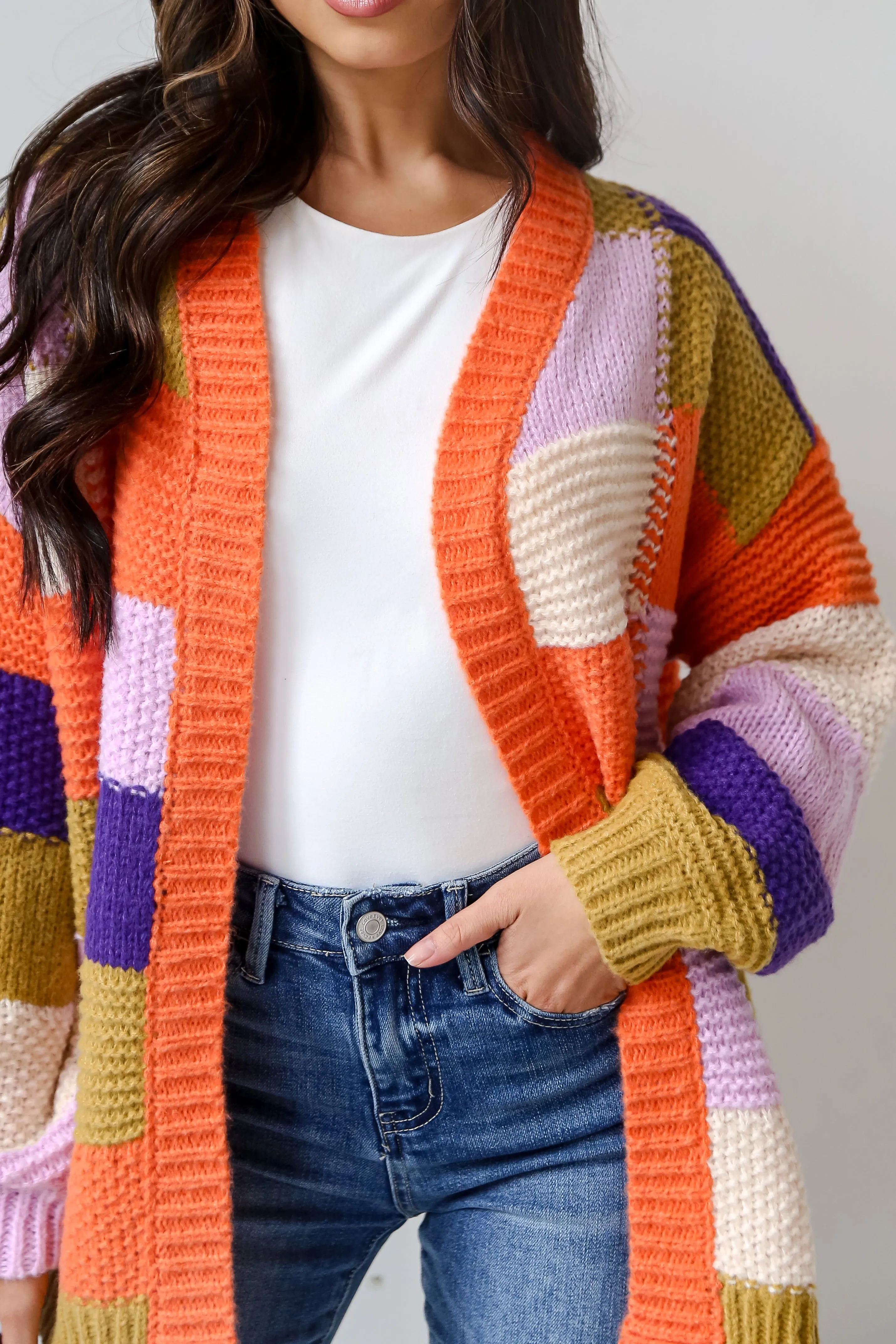 FINAL SALE - Chilly Moment Checkered Sweater Cardigan