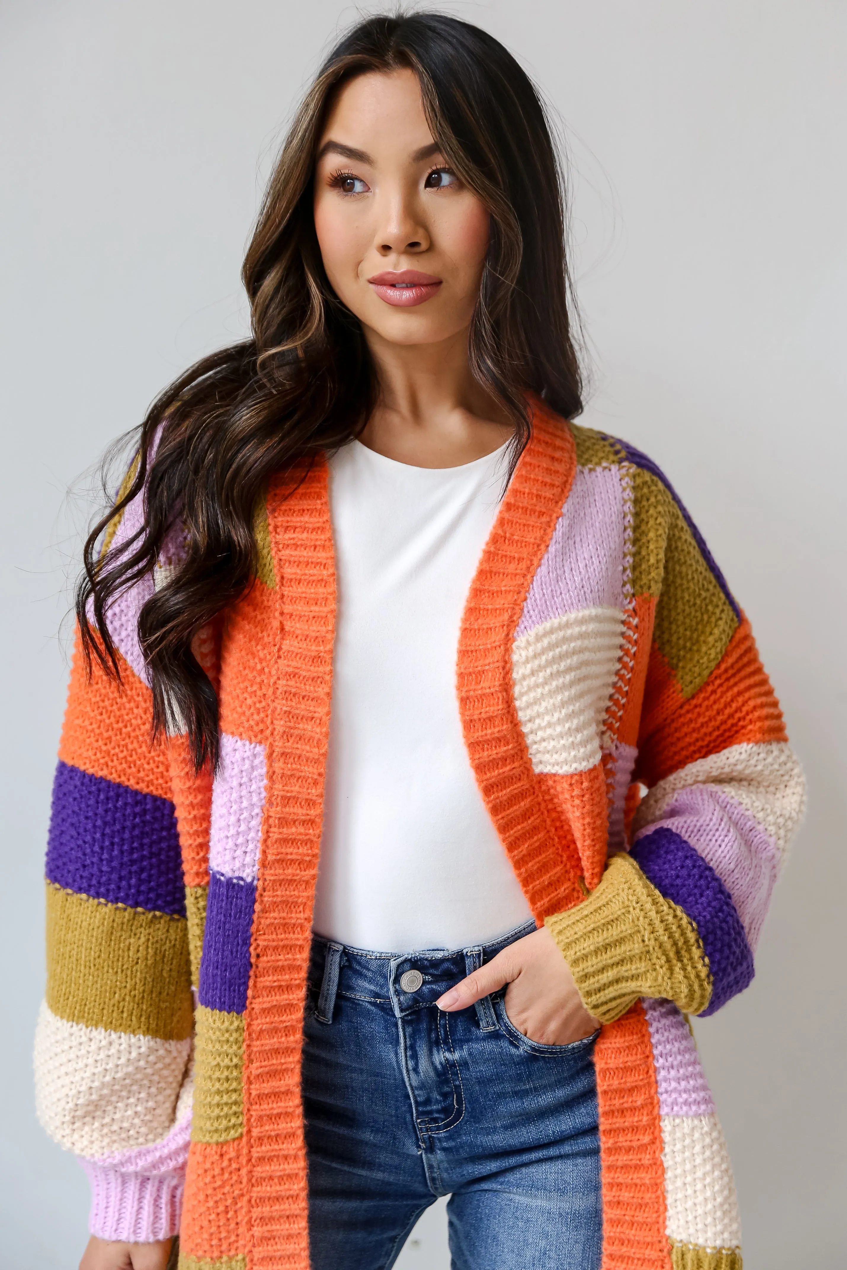 FINAL SALE - Chilly Moment Checkered Sweater Cardigan