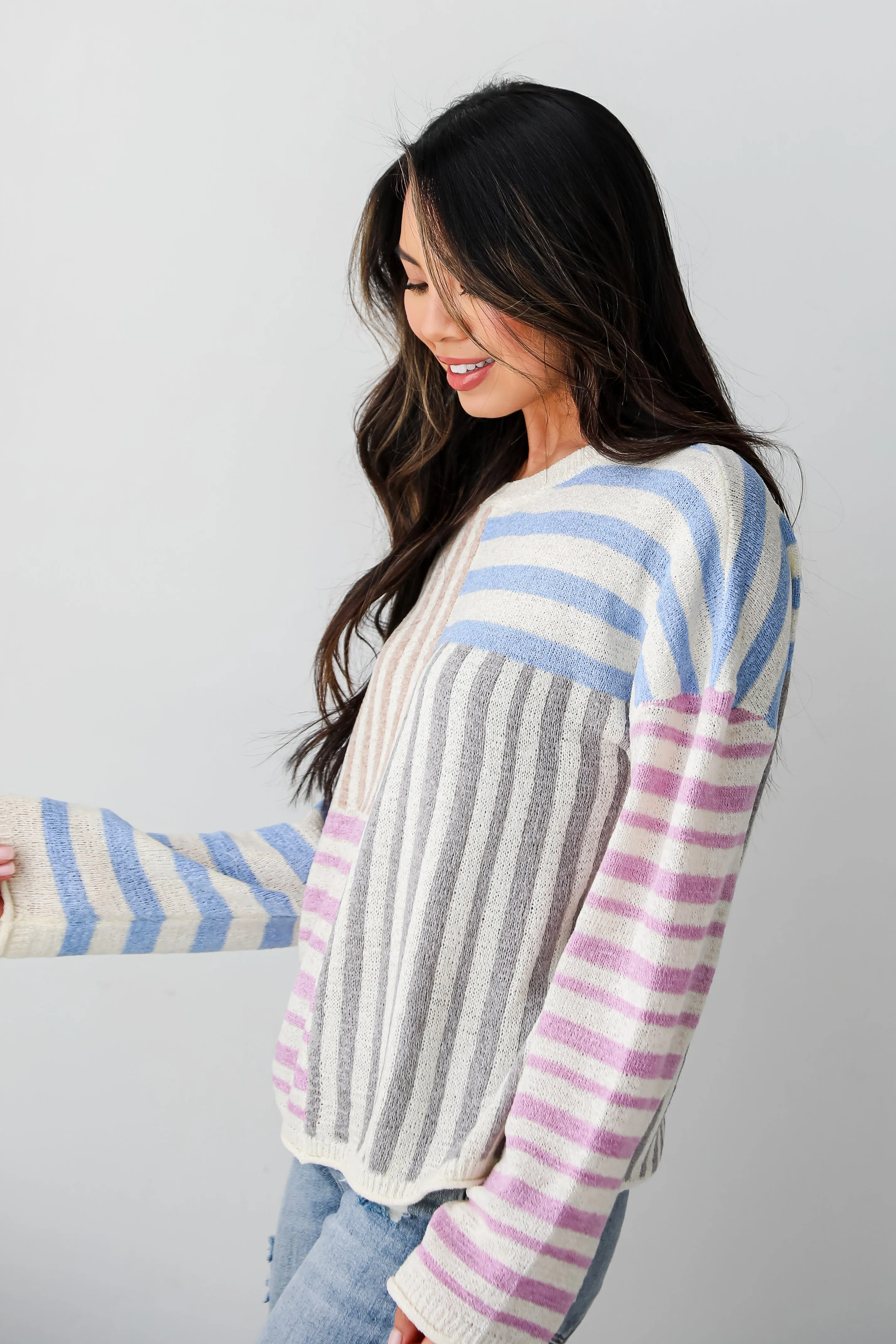 FINAL SALE - Cute Mentality Color Block Striped Lightweight Knit Top