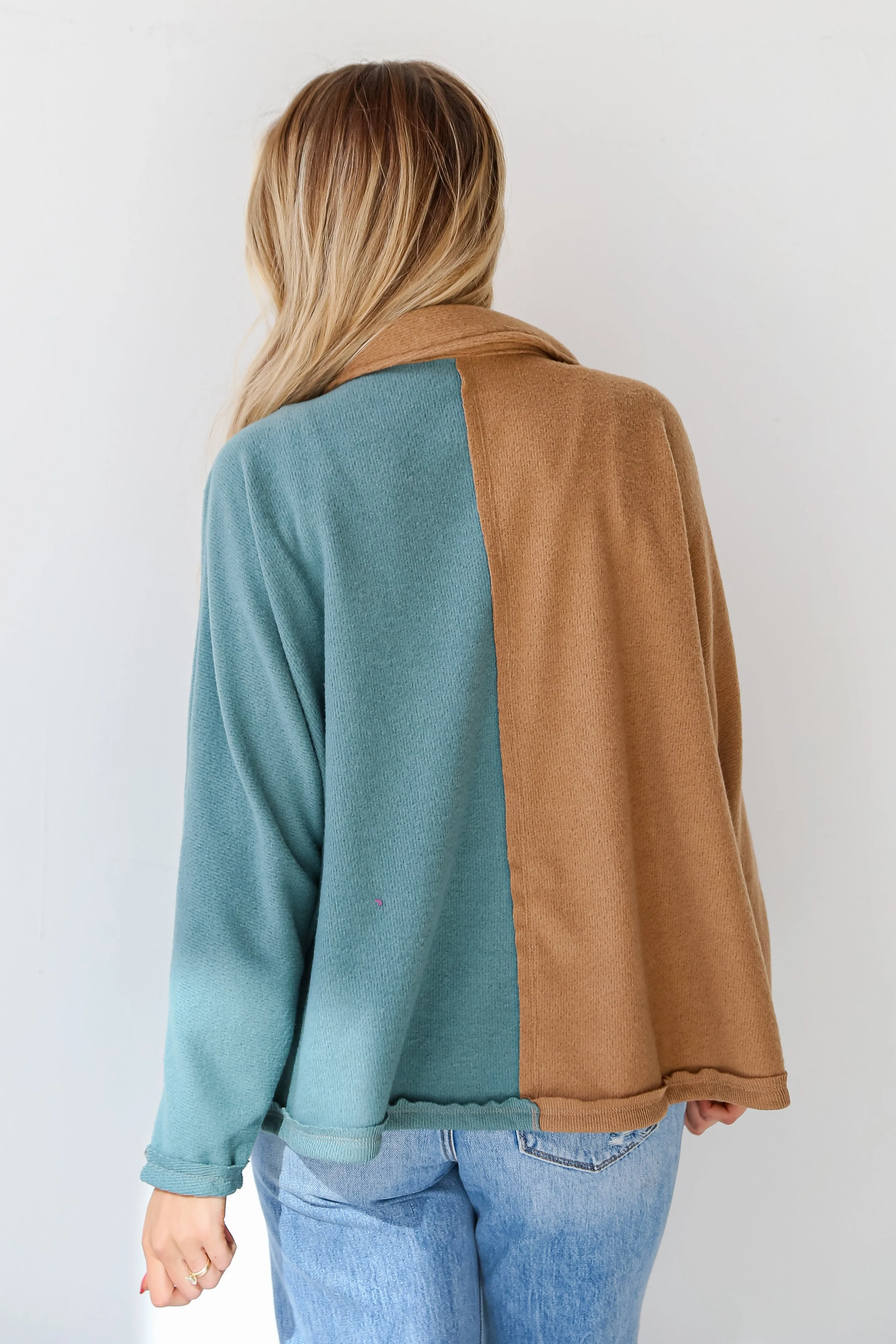 FINAL SALE - Seasonal Sight Color Block Oversized Henley Top