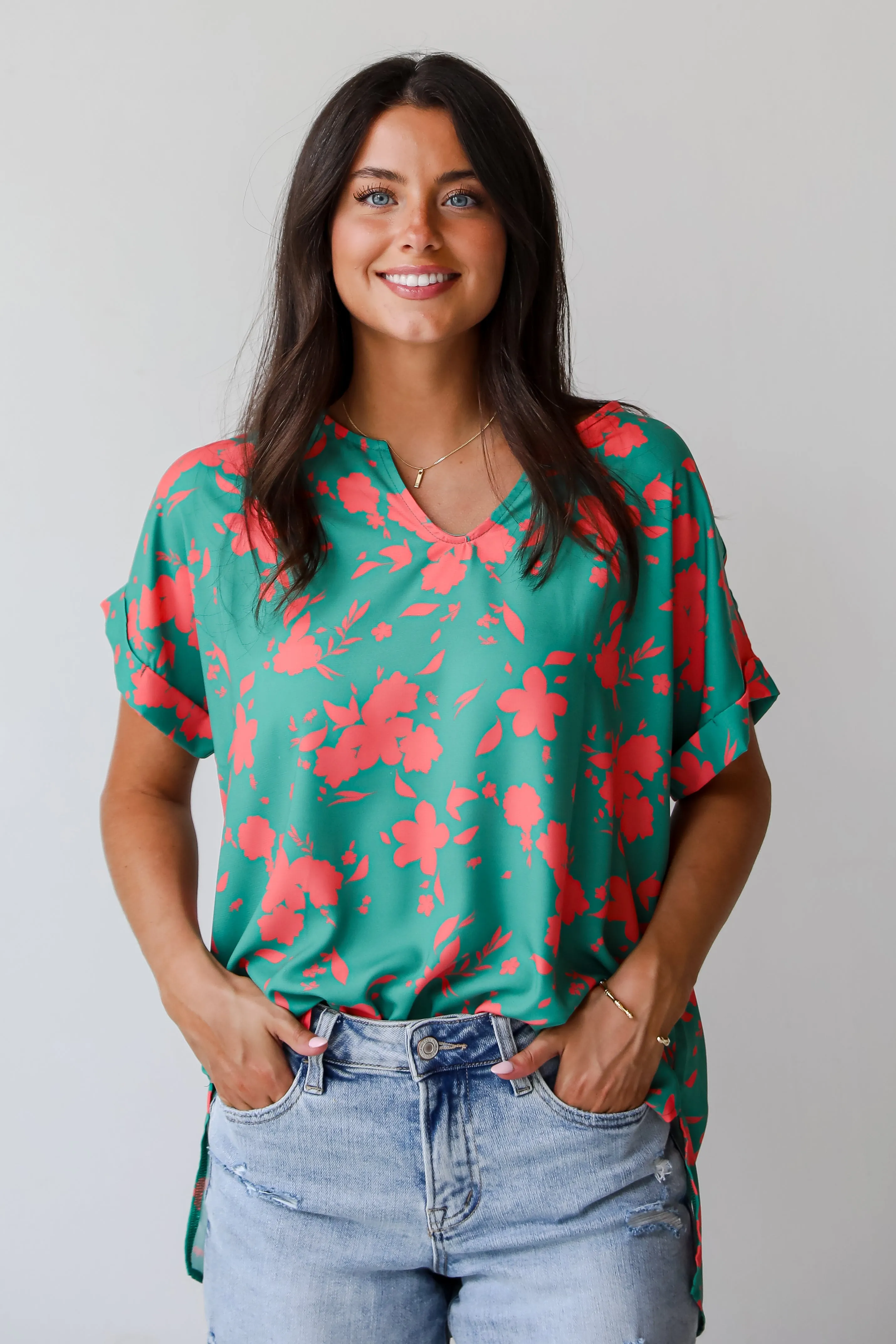 FINAL SALE - Treasured Aesthetic Green Floral Blouse