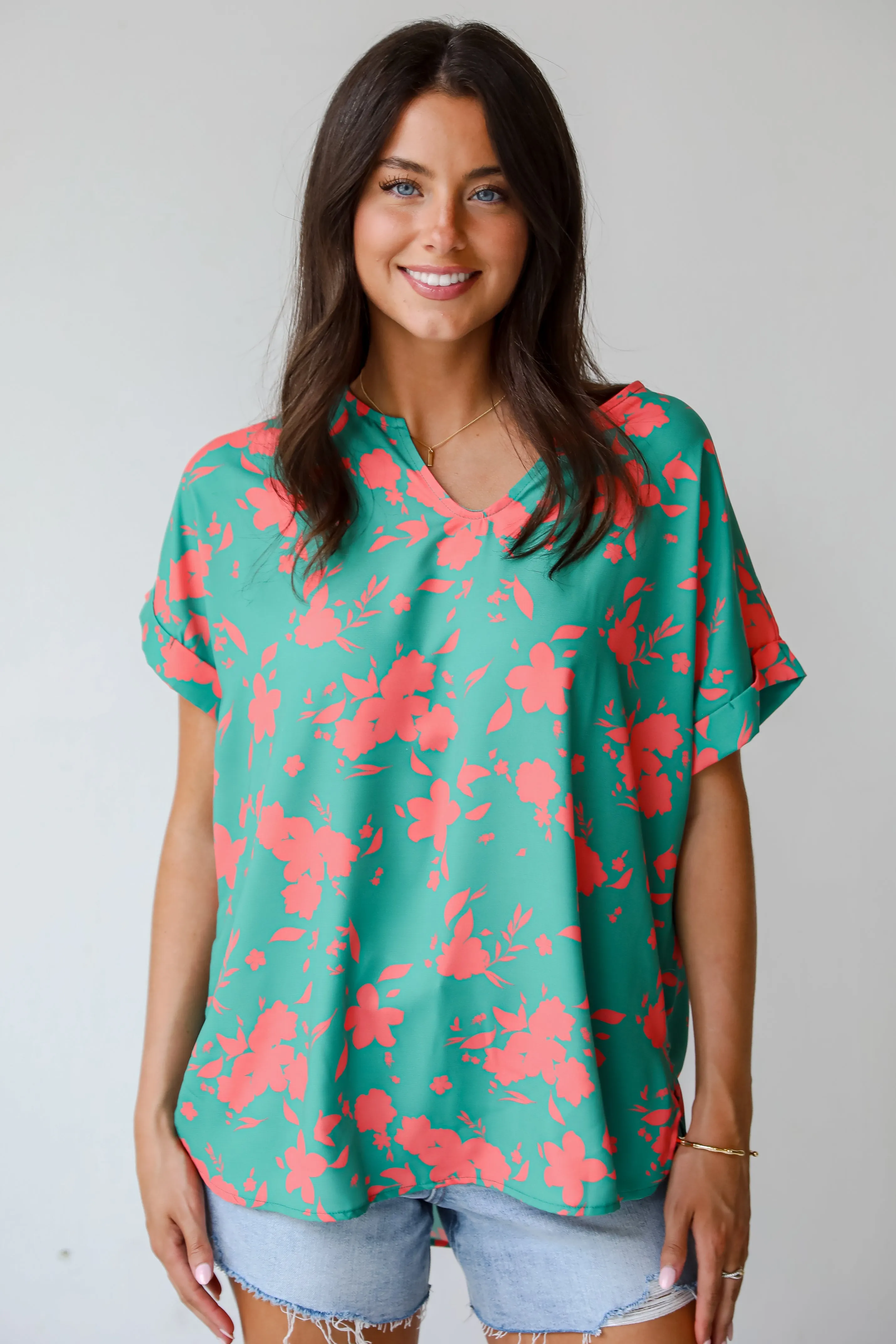 FINAL SALE - Treasured Aesthetic Green Floral Blouse