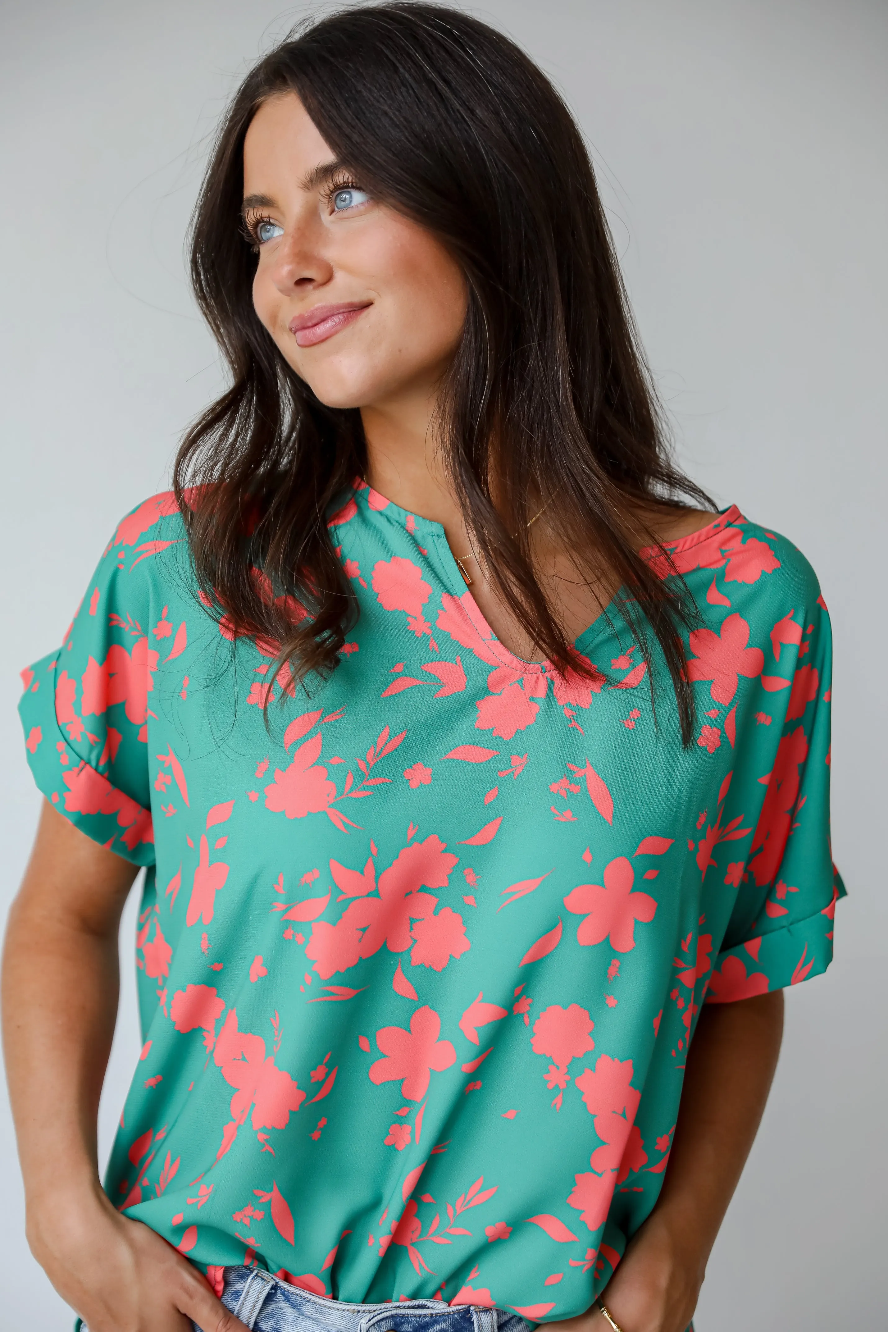 FINAL SALE - Treasured Aesthetic Green Floral Blouse