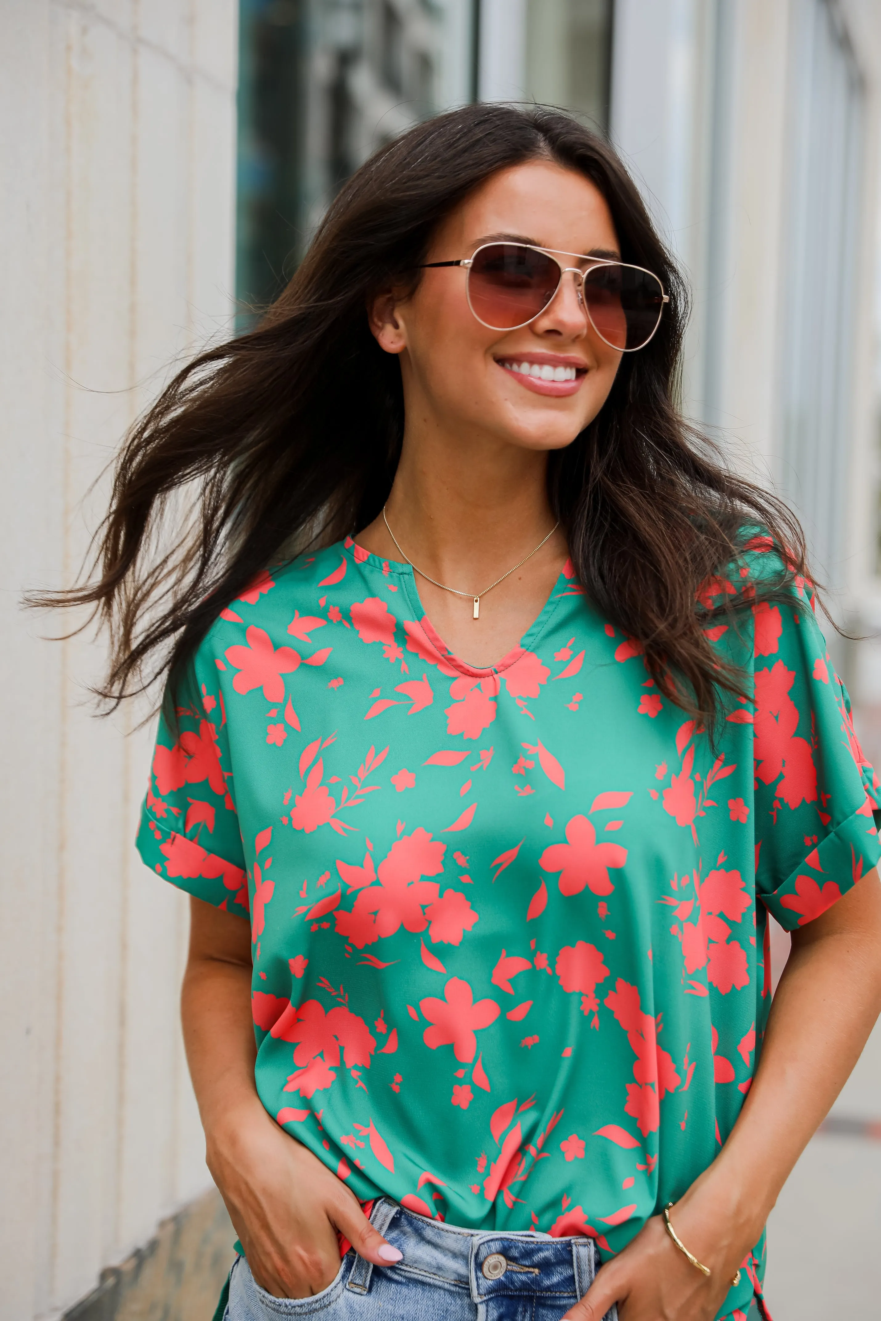 FINAL SALE - Treasured Aesthetic Green Floral Blouse