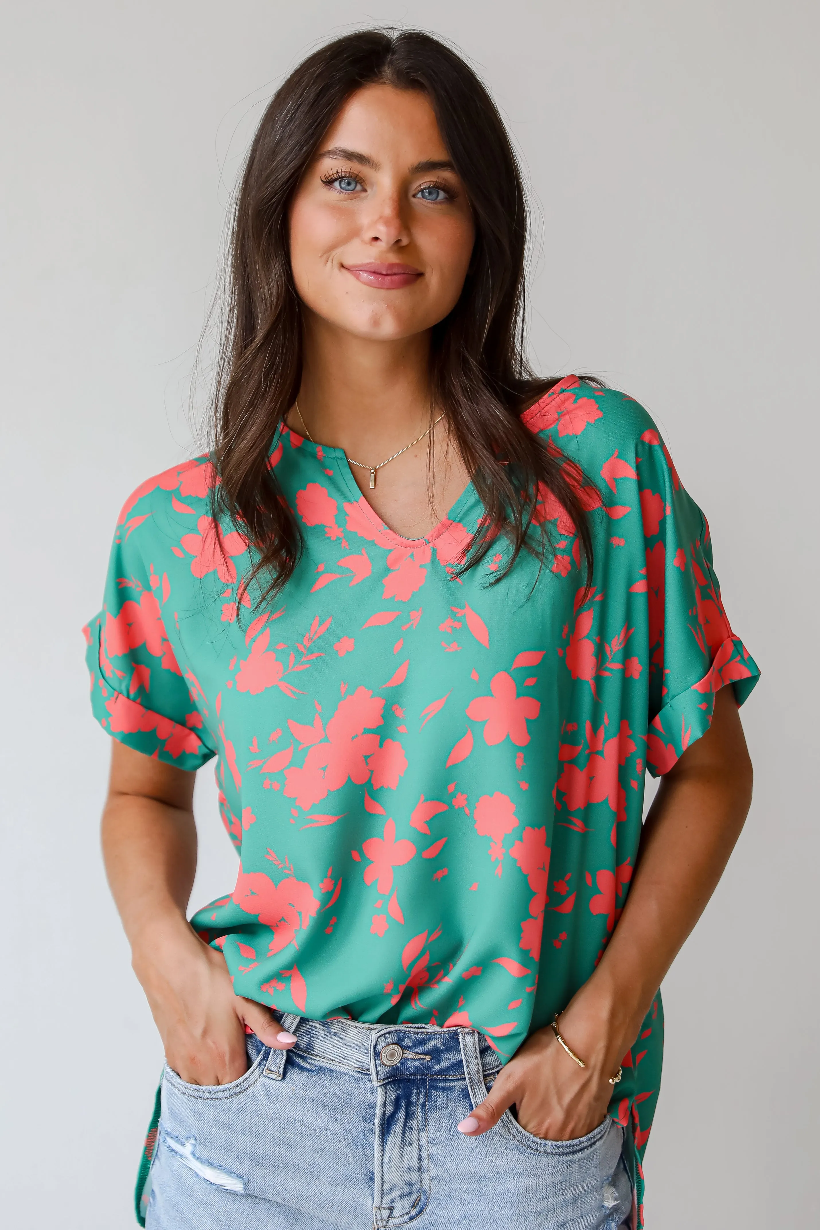 FINAL SALE - Treasured Aesthetic Green Floral Blouse