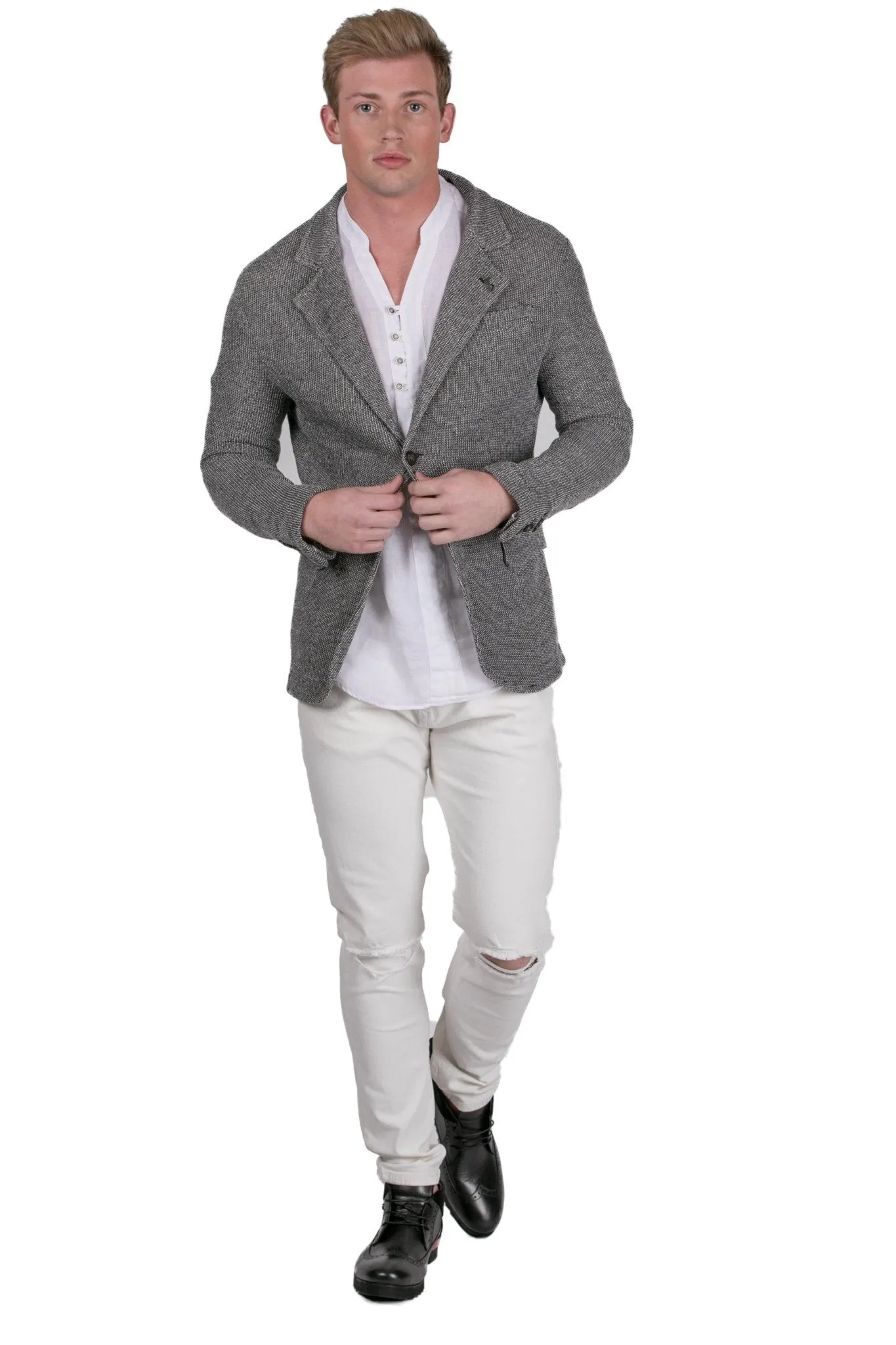 FITTED KNIT MEN'S BLAZER